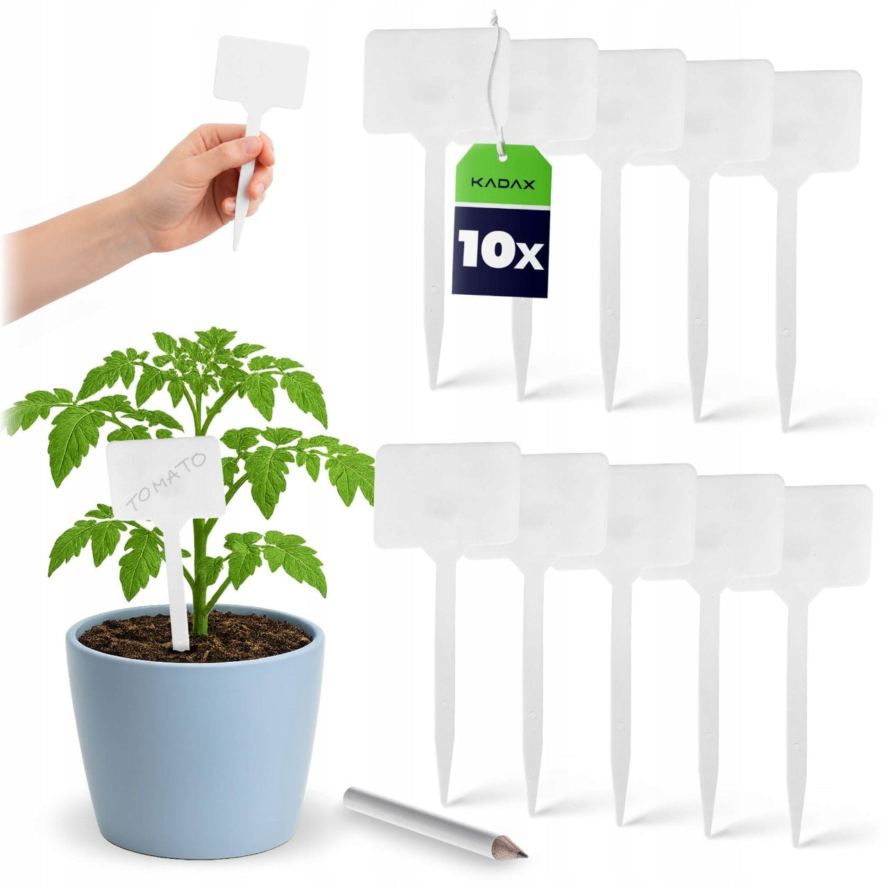 PLANT PLATE LABELS WHITE PLAQUE MARKERS 10 PIECES + PENCIL
