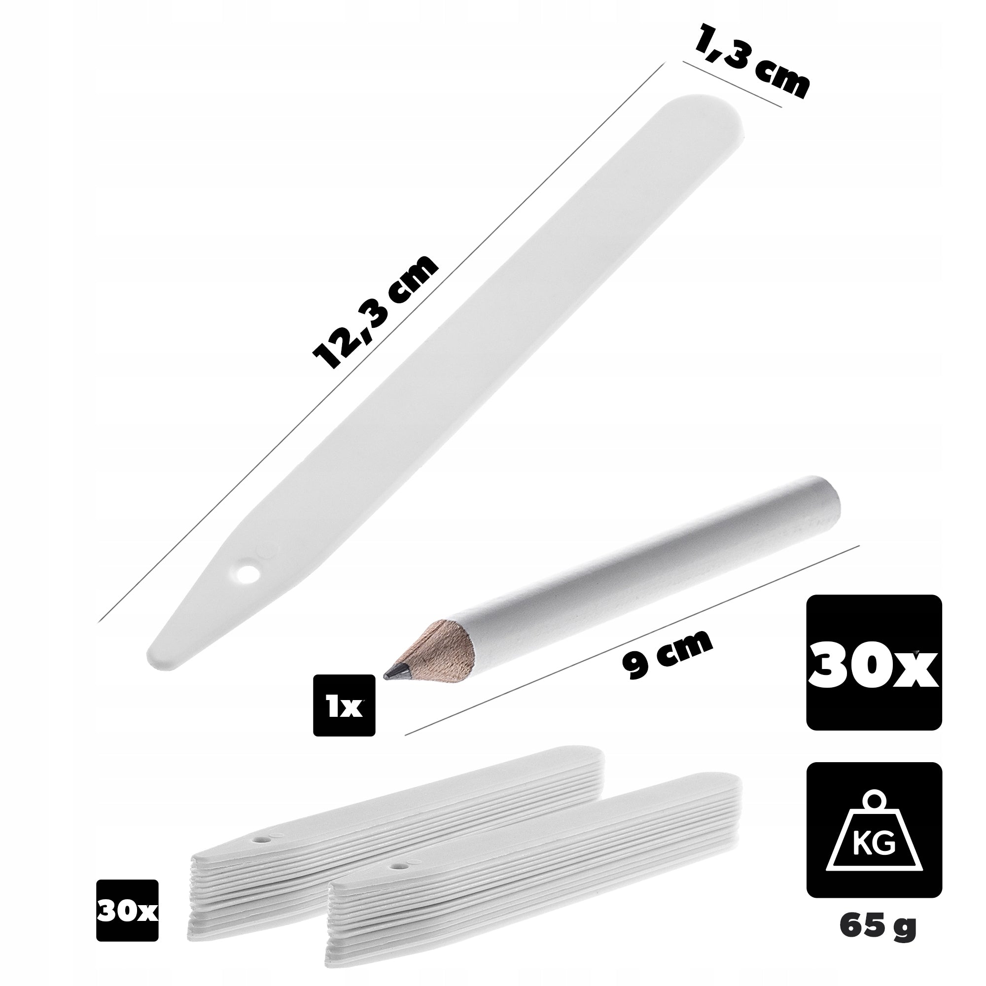PLANT PLATE LABELS WHITE PLAQUE MARKERS 30 PIECES + PENCIL Manufacturer code K11314