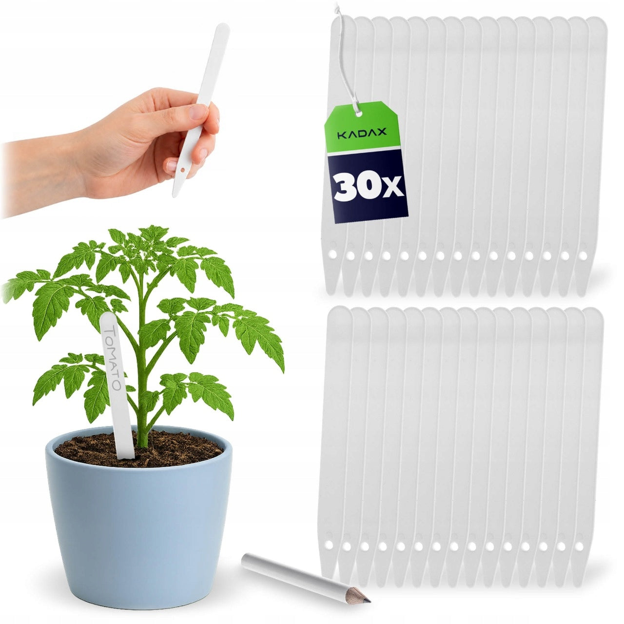 PLANT PLATE LABELS WHITE PLAQUE MARKERS 30 PIECES + PENCIL