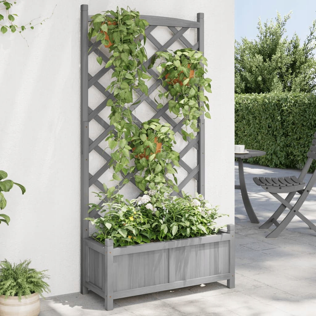 PLANTER GARDEN POT FLOWERBED CHEST WITH PERGOLA GRILLE Packaging status original