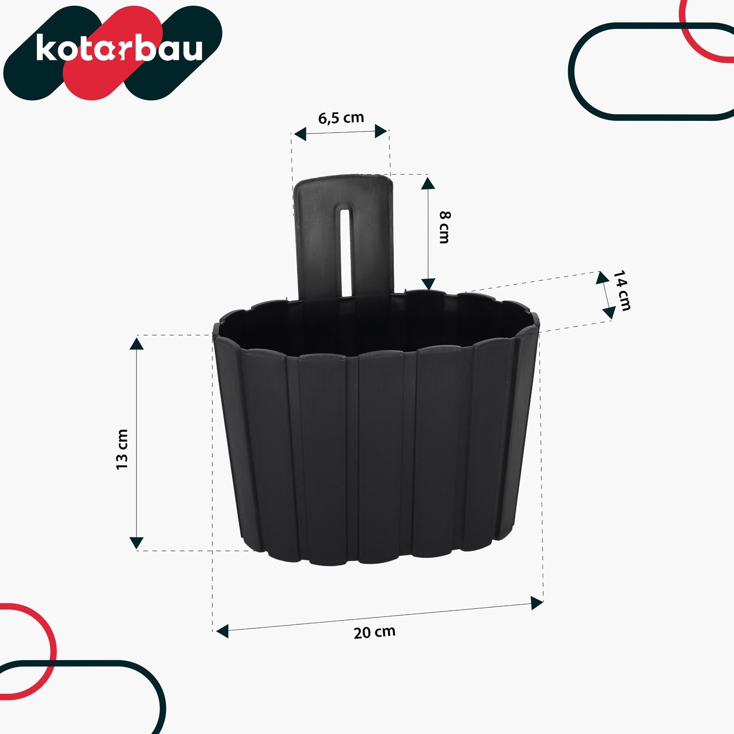 PLANTER WALL HANGING POT ANTHRACITE WALL DECORATION FLOWERS 200 MM Brand Kotarbau