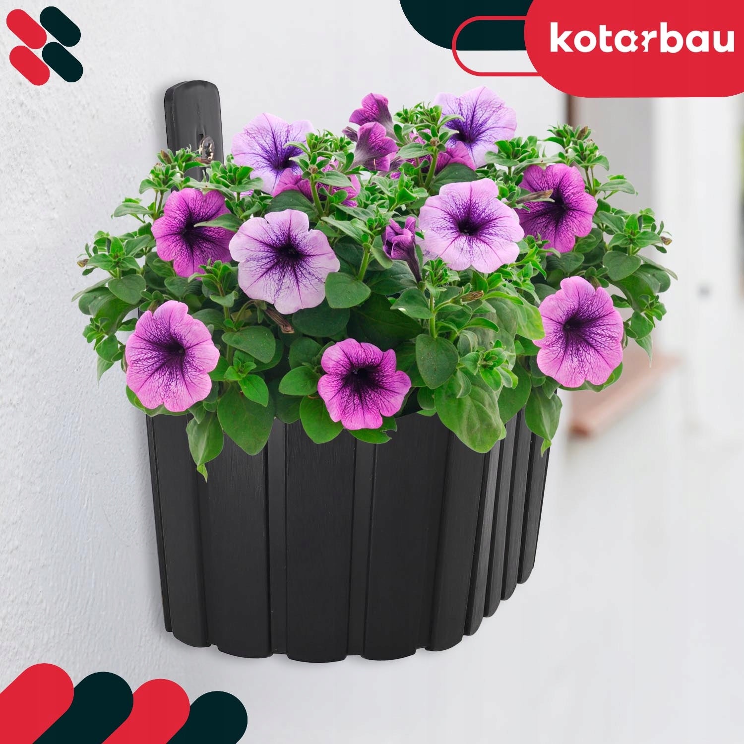 PLANTER WALL HANGING POT ANTHRACITE WALL DECORATION FLOWERS 200 MM Material synthetic material
