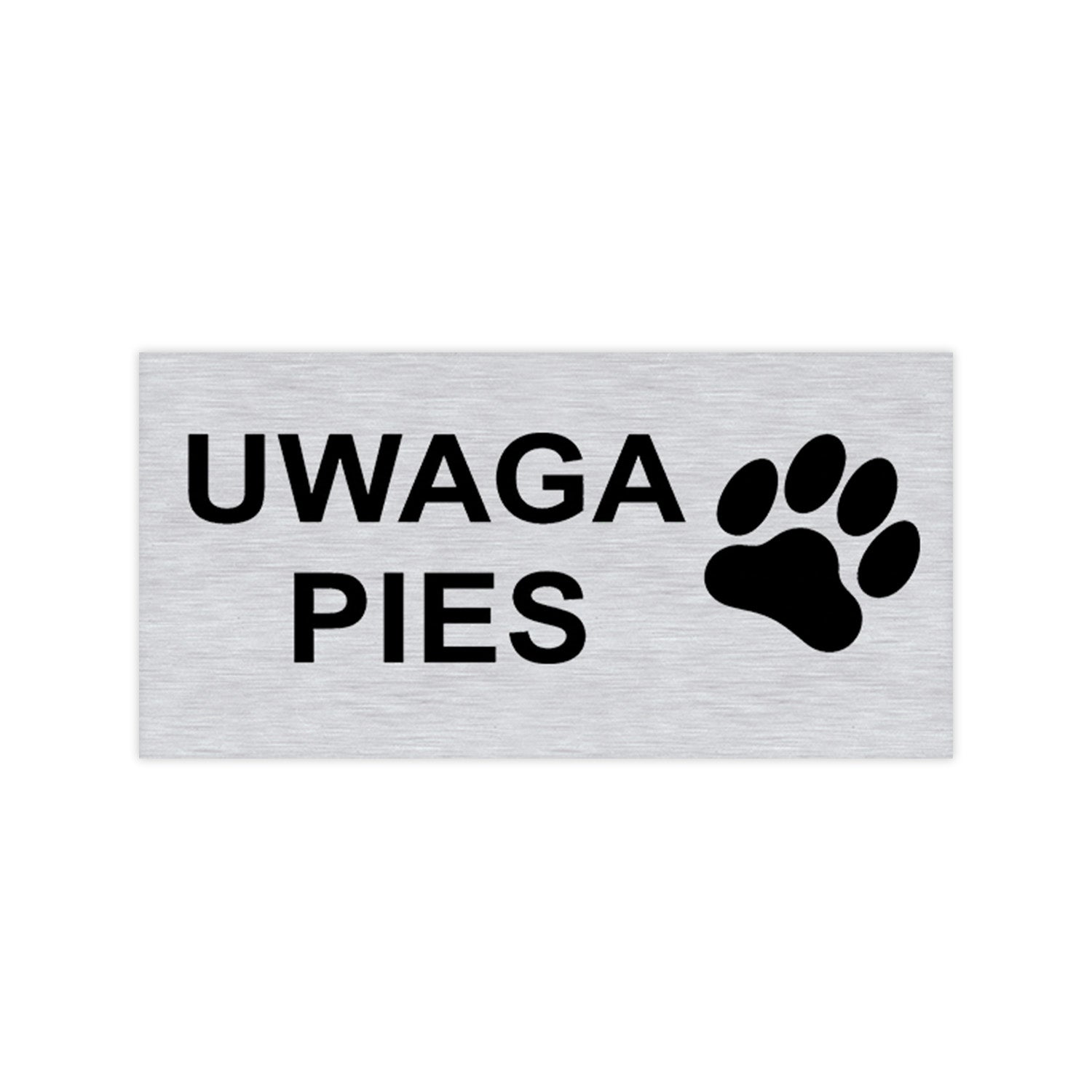 PLAQUE ATTENTION BAD DOG DANGEROUS | 20x10cm | Aluminum BOARD | Stainless Manufacturer code TABLICA GROŹNY PIES SREBRNA