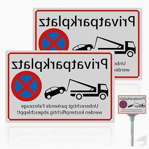 PLAQUE PRIVATE PARKING ALUMINUM METAL WITH REFLECTOR 300X200MM