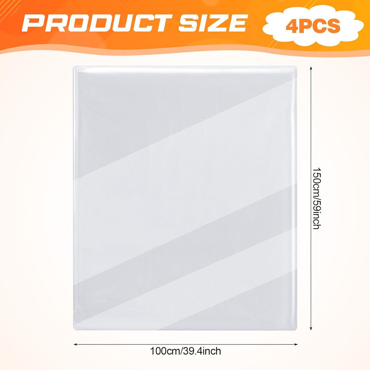 PLASTIC BAGS 100X150CM SET OF 4 WATERPROOF THICK PE Color transparent