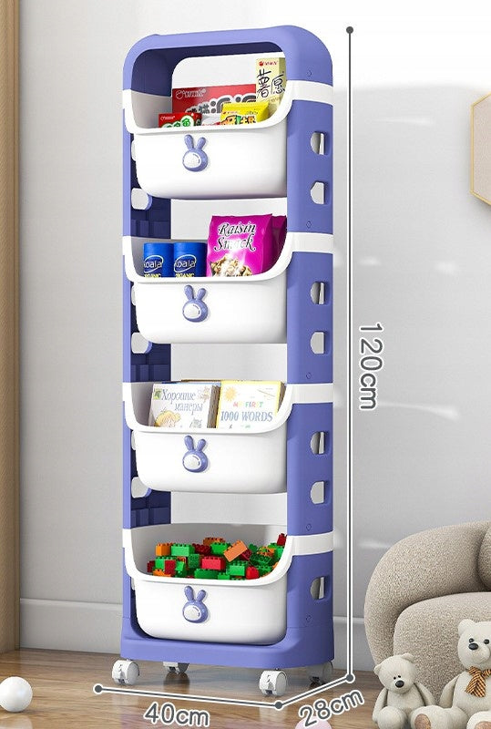 PLASTIC CABINET TOYS CONTAINER BOOKCASE BLUE RABBIT 4 SHELVES RG33 Brand Korbi