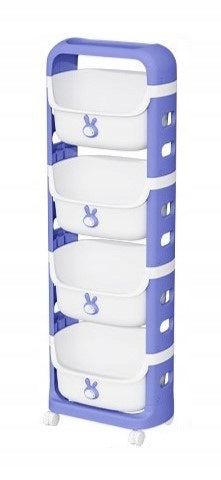 PLASTIC CABINET TOYS CONTAINER BOOKCASE BLUE RABBIT 4 SHELVES RG33