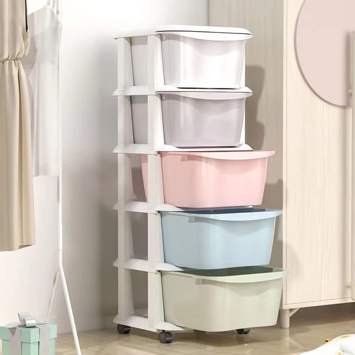 PLASTIC CONTAINER BOOKCASE TOY BASKET DRAWER CABINET 5 SHELVES CHILDREN EAN (GTIN) 5905265505992