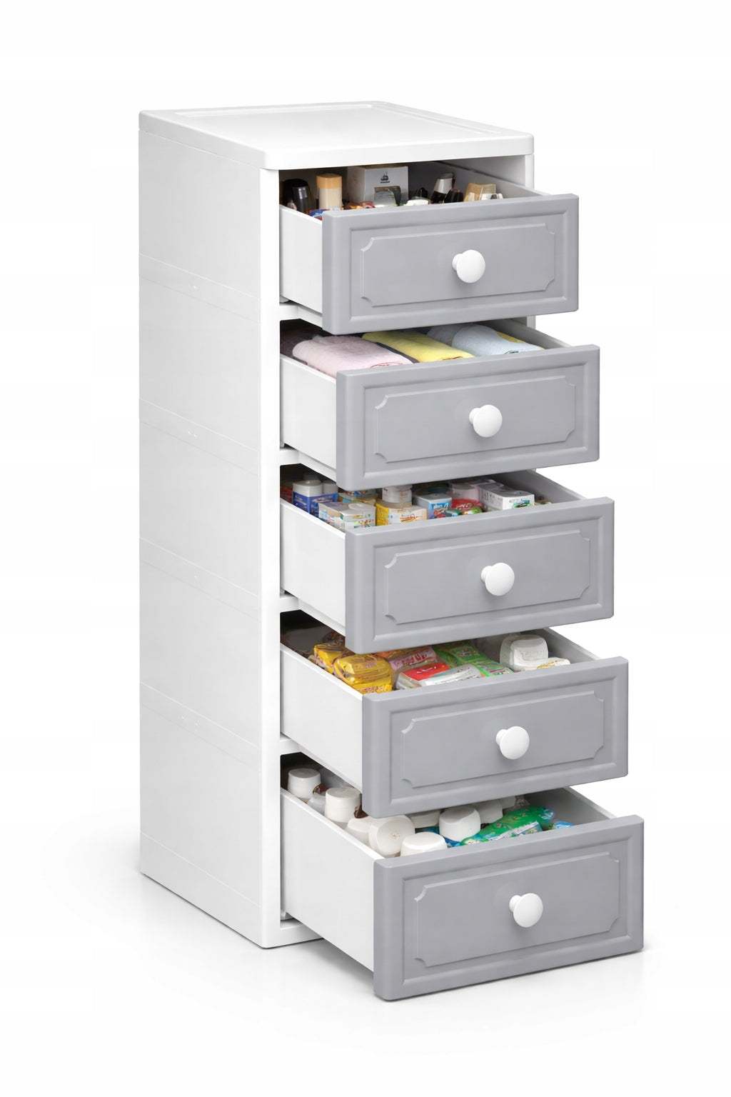 PLASTIC CONTAINER BOOKCASE TOY BASKET DRAWER CABINET 5 SHELVES GREY Brand MPMAX