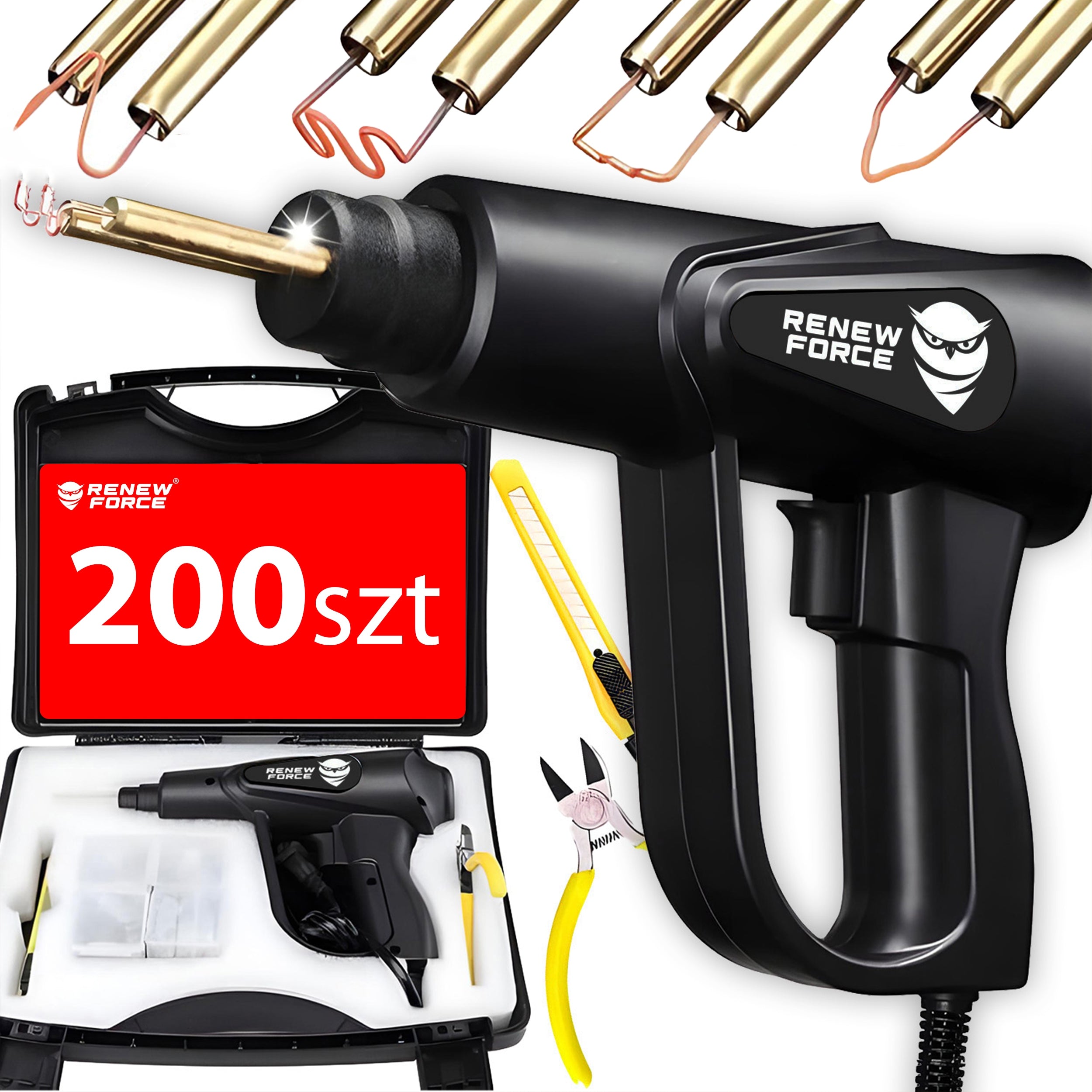 PLASTIC STAPLER WELDING MACHINE PLASTIC SOLDERING IRON + 200 STAPLES