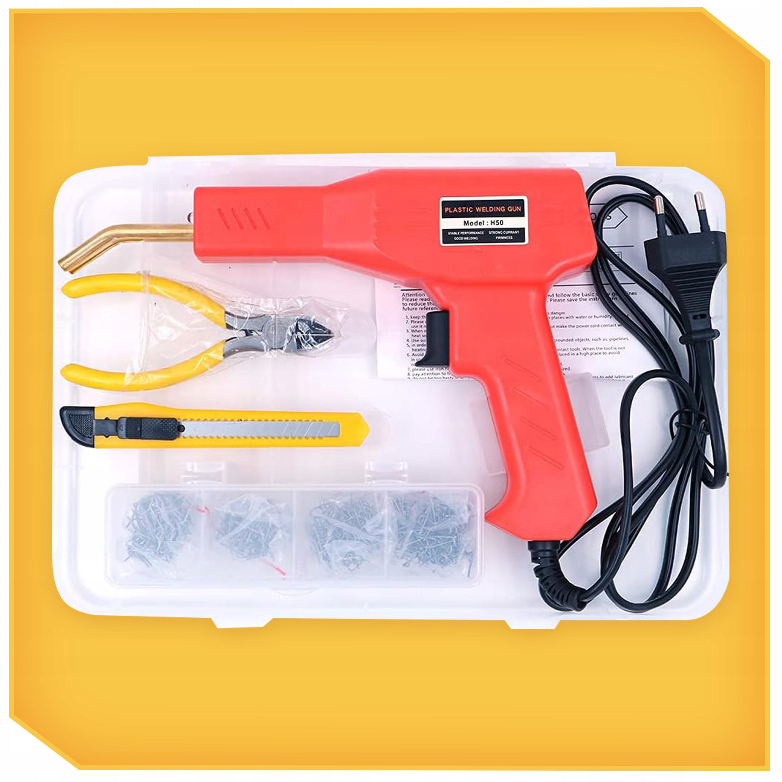 PLASTIC STAPLER WELDING MACHINE PLASTIC SOLDERING IRON +200PCS STAPLES EAN (GTIN) 5906700043239