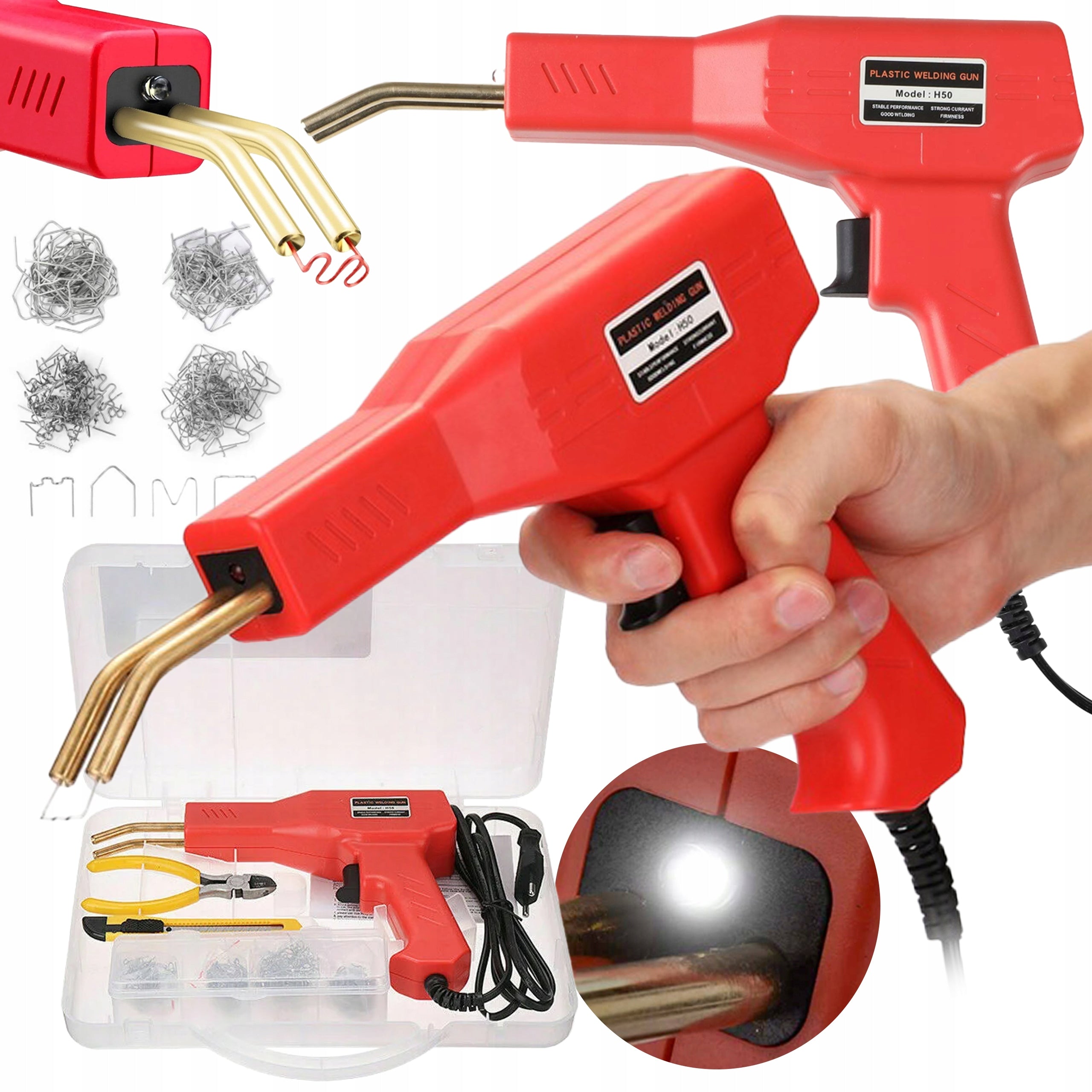 PLASTIC STAPLER WELDING MACHINE PLASTIC SOLDERING IRON +200PCS STAPLES