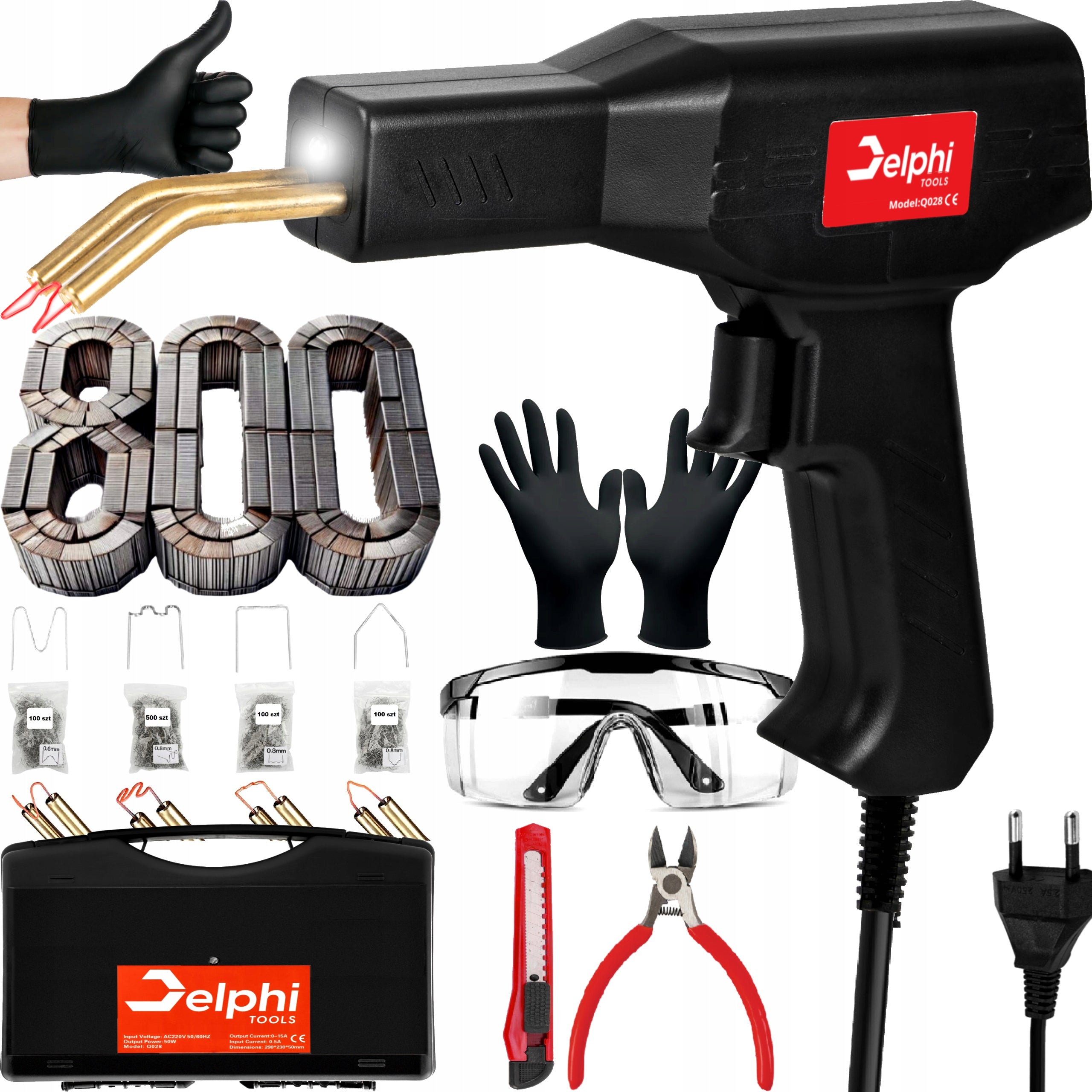 PLASTIC STAPLER WELDING MACHINE PLASTIC SOLDERING IRON +800PCS STAPLES Manufacturer code SPAWARKA DO PLASTIKU 800 x ZSZYWKI ETUI