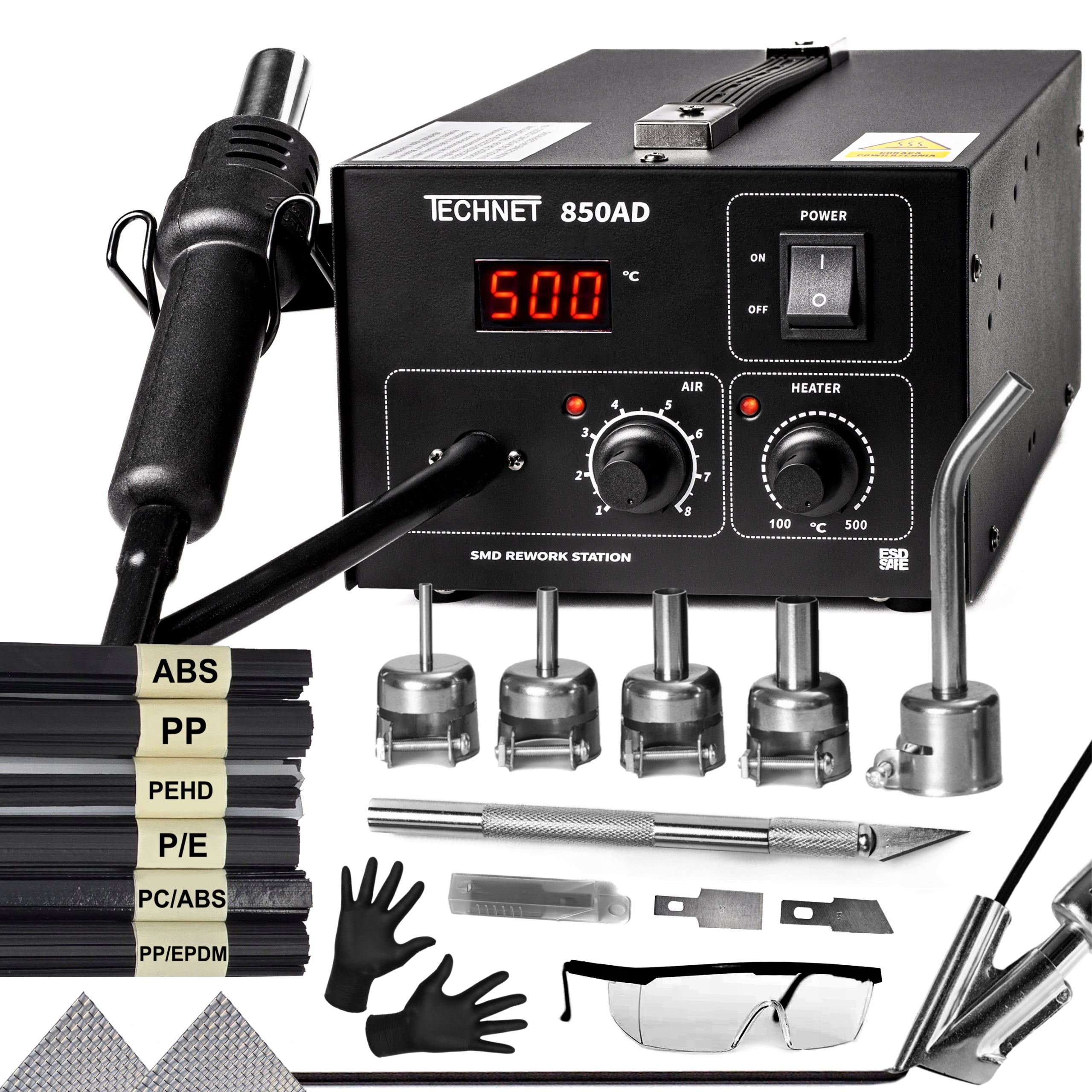 PLASTIC WELDER SOLID SOLDERING IRON WELDING MACHINE PLASTIC HOTAIR 850AD 852+