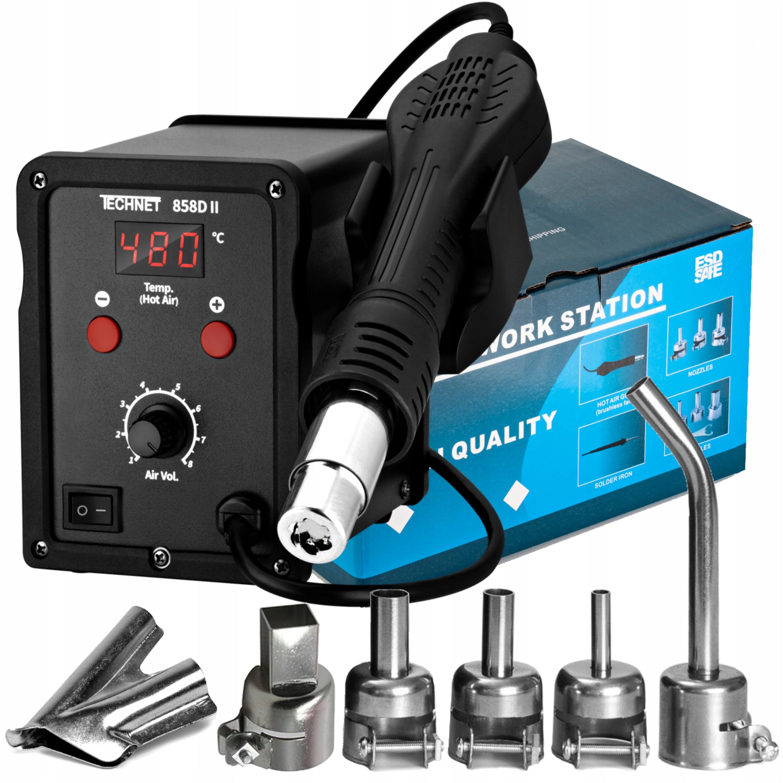 PLASTIC WELDING MACHINE STAPLER 6x PLASTIC SET HQ 858D II 960V Product weight with unit packaging 4 kg
