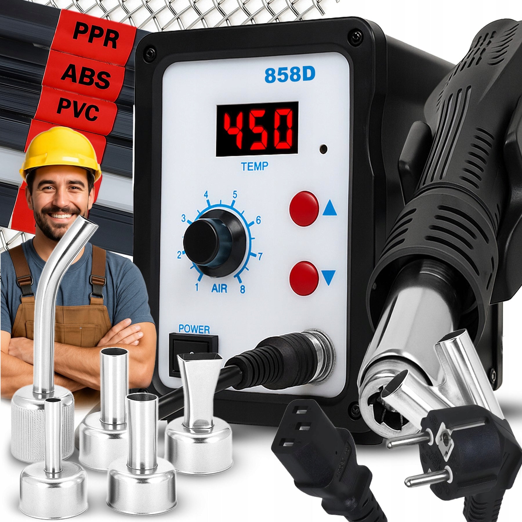 PLASTIC WELDING MACHINE WELDING STATION SOLDERING STATION 7X NOZZLE 6X BINDER MESH