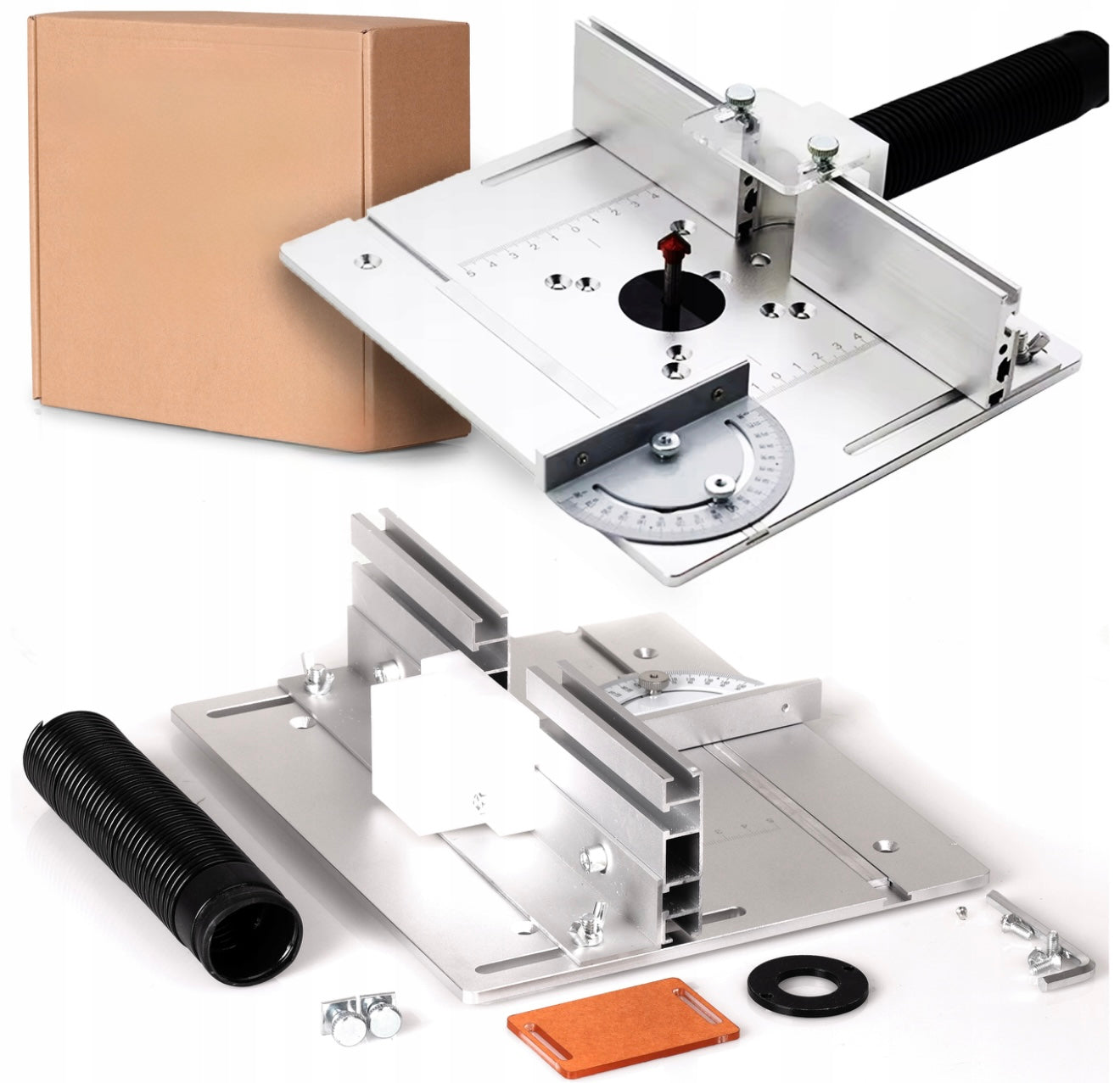 PLATE ALUMINUM TOP FOR MILLING TABLE WITH GUIDE ALUMINUM PLATE