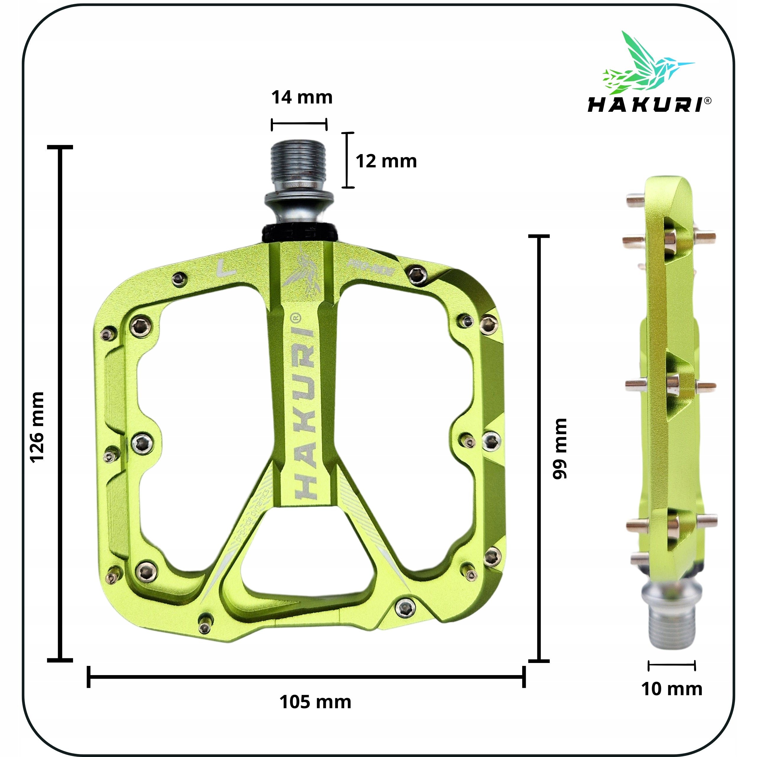 PLATFORM BICYCLE PEDALS Aluminum 3 MTB SEALED Machine Bearings Manufacturer code PEDAŁY PLATFORMOWE HAKURI PRO-RIDE DYNAMICS