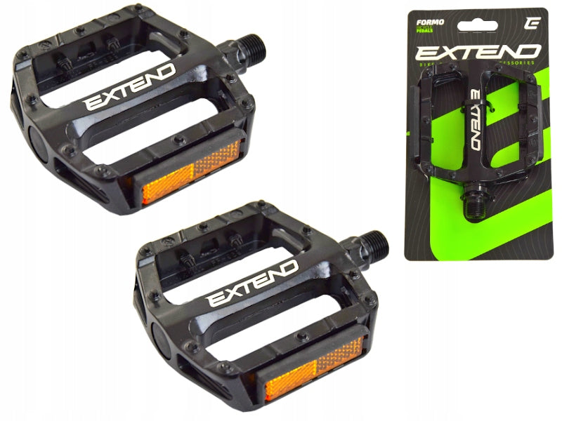 PLATFORM BIKE PEDALS EXTEND BLACK ALUMINUM 9/16 MTB TREKKING PINS