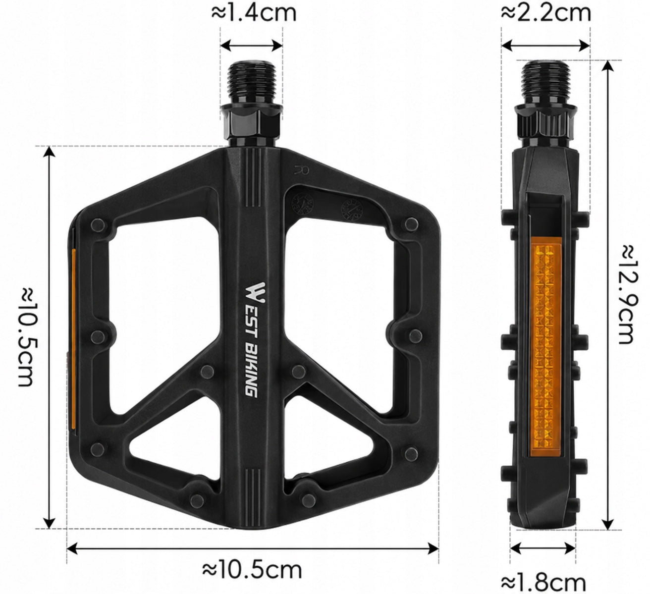 PLATFORM BIKE PEDALS NYLON LIGHTWEIGHT UNIVERSAL PINS WEST BIKING Dedicated for cross bikes dirt bikes enduro bikes urban bikes MTB (mountain bikes) cyclocross bikes street bikes road bikes downhill bikes trail bikes