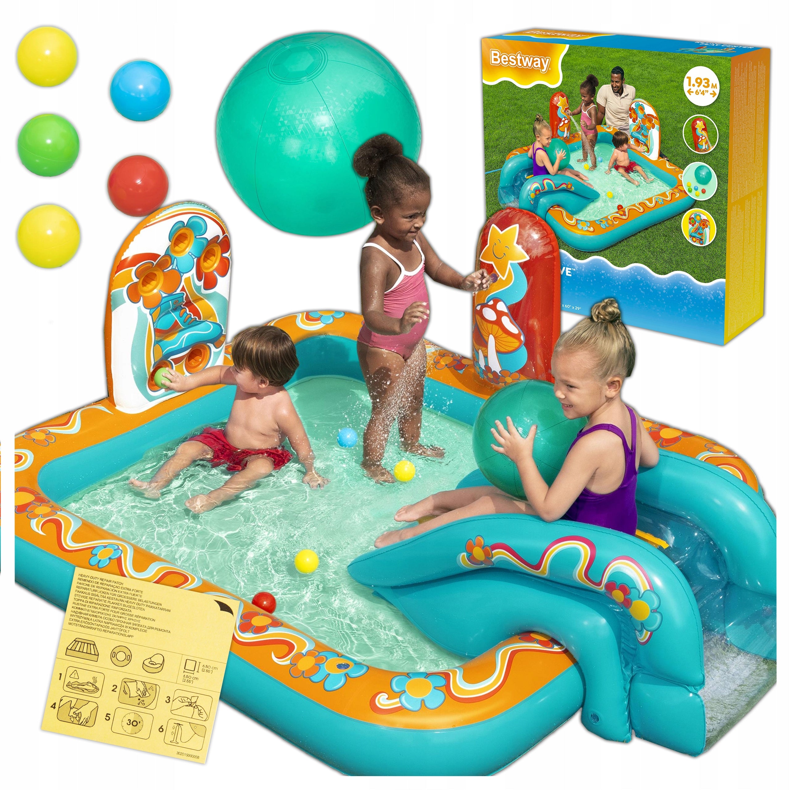 PLAYGROUND SLIDE + SPRINKLER BEACH BALL SET BESTWAY 53164