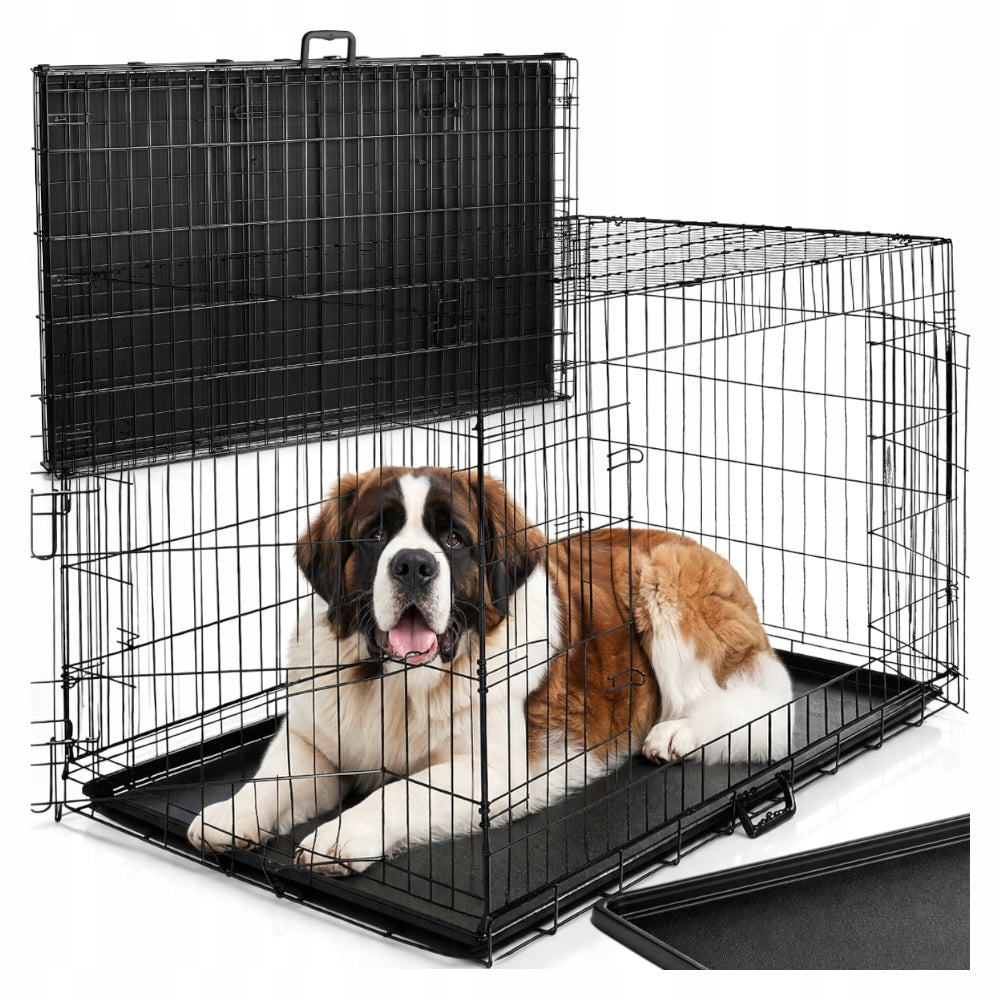 PLAYPEN CAGE DOG TRANSPORTER LARGE 122x75,5x84cm METAL FOLDING XXL