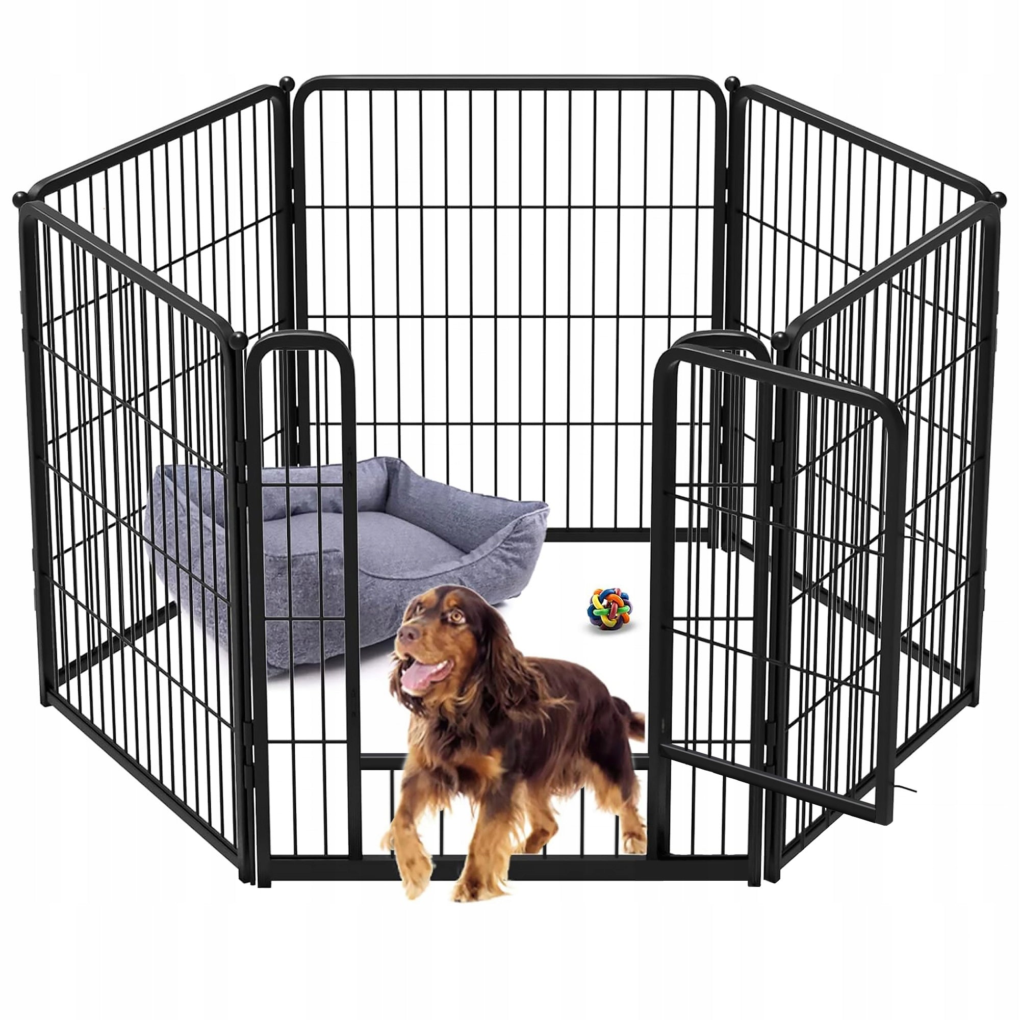 PLAYPEN DOG CAGE MADE OF METAL, RABBIT ENCLOSURE MODULAR CORRAL 6 PANELS