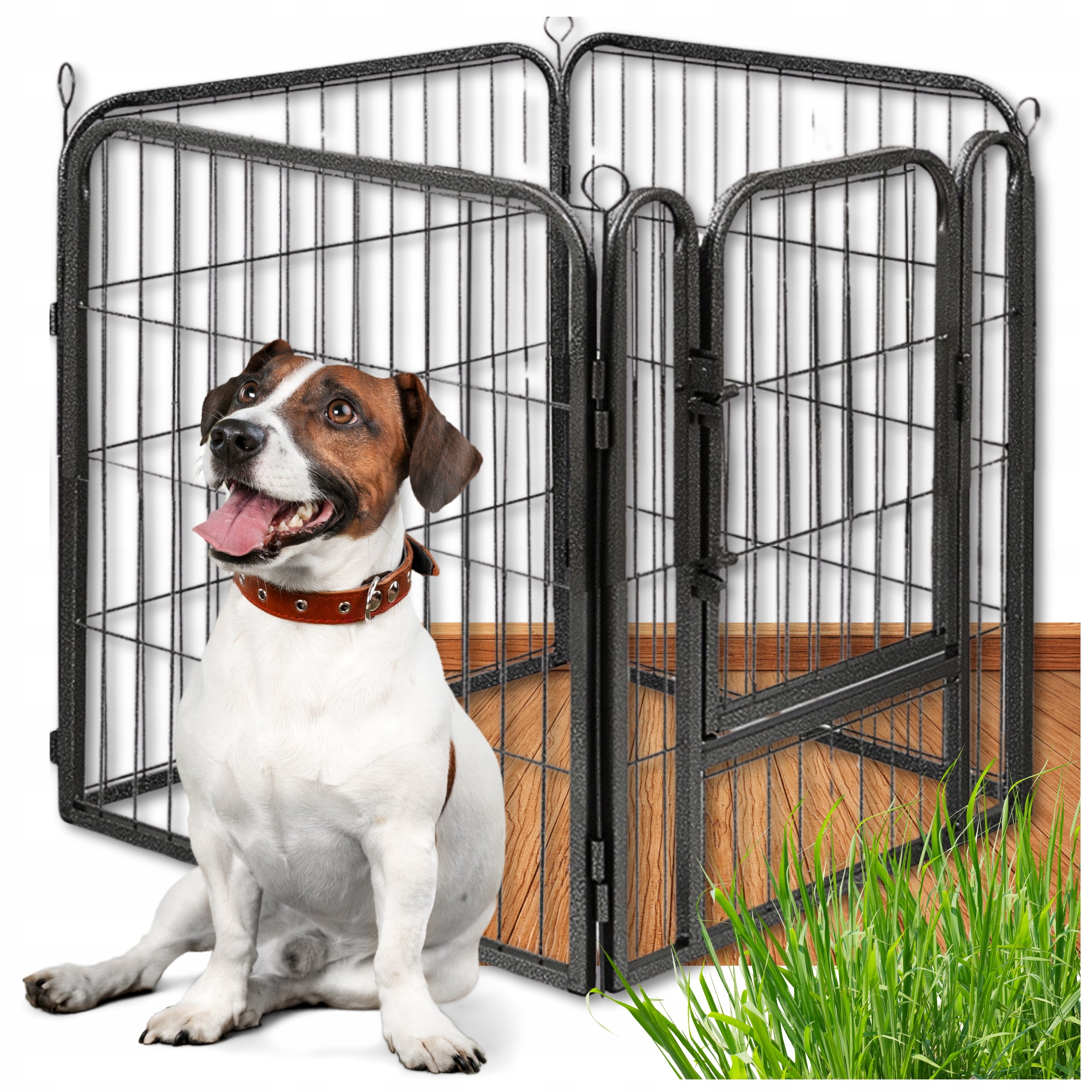 PLAYPEN DOG CAGE METAL RABBIT CATWALK MODULAR CORRAL 4 PANELS 80cm