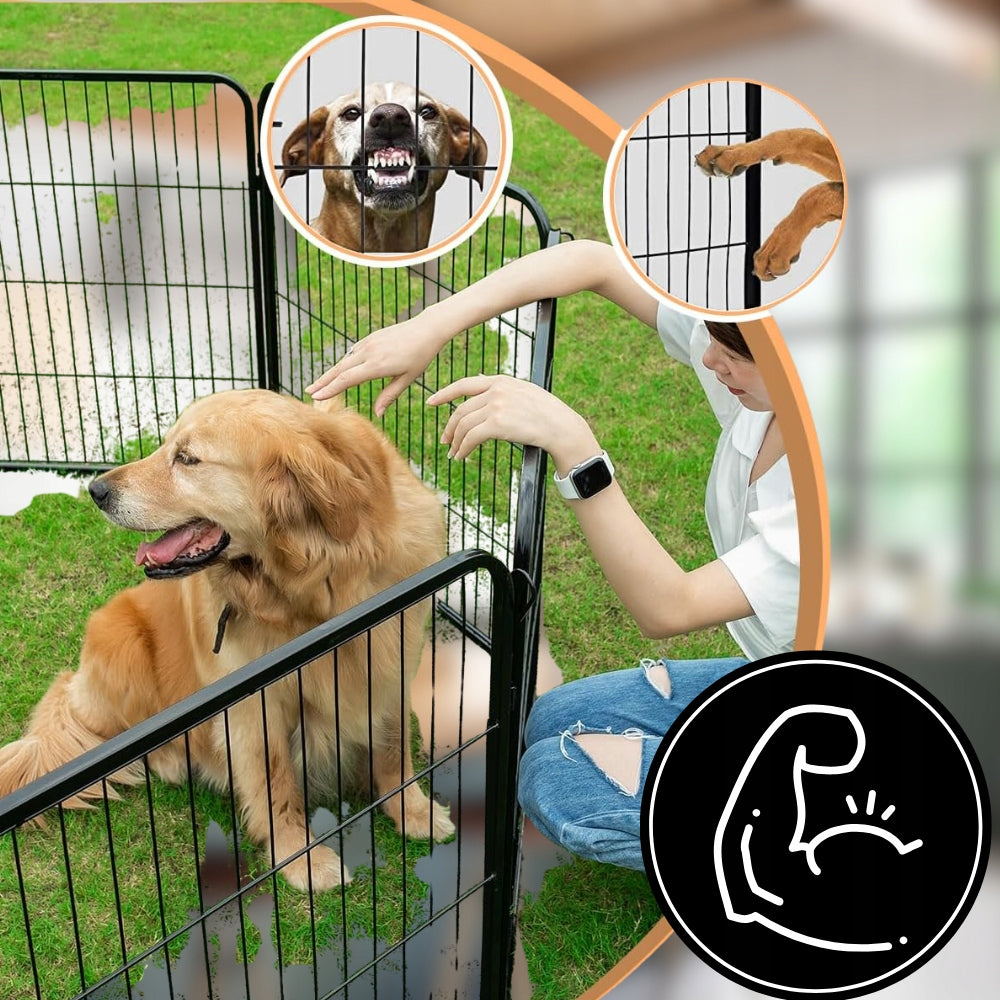 PLAYPEN DOG CAGE METAL RABBIT CATWALK MODULAR FARMHOUSE 6 PANELS 114cm Length 108 cm