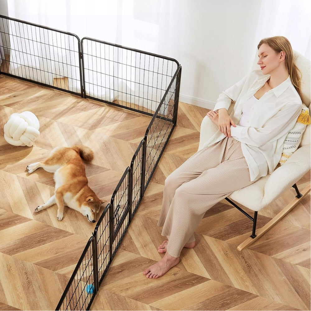 PLAYPEN DOG CAGE METAL RABBIT CATWALK MODULAR FARMHOUSE 6 PANELS 114cm Product height 114 cm