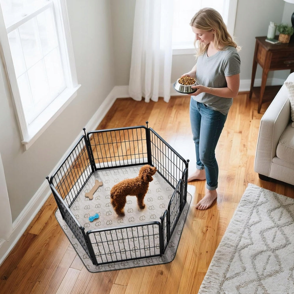 PLAYPEN DOG CAGE METAL RABBIT CATWALK MODULAR FARMHOUSE 6 PANELS 114cm Product width 54 cm
