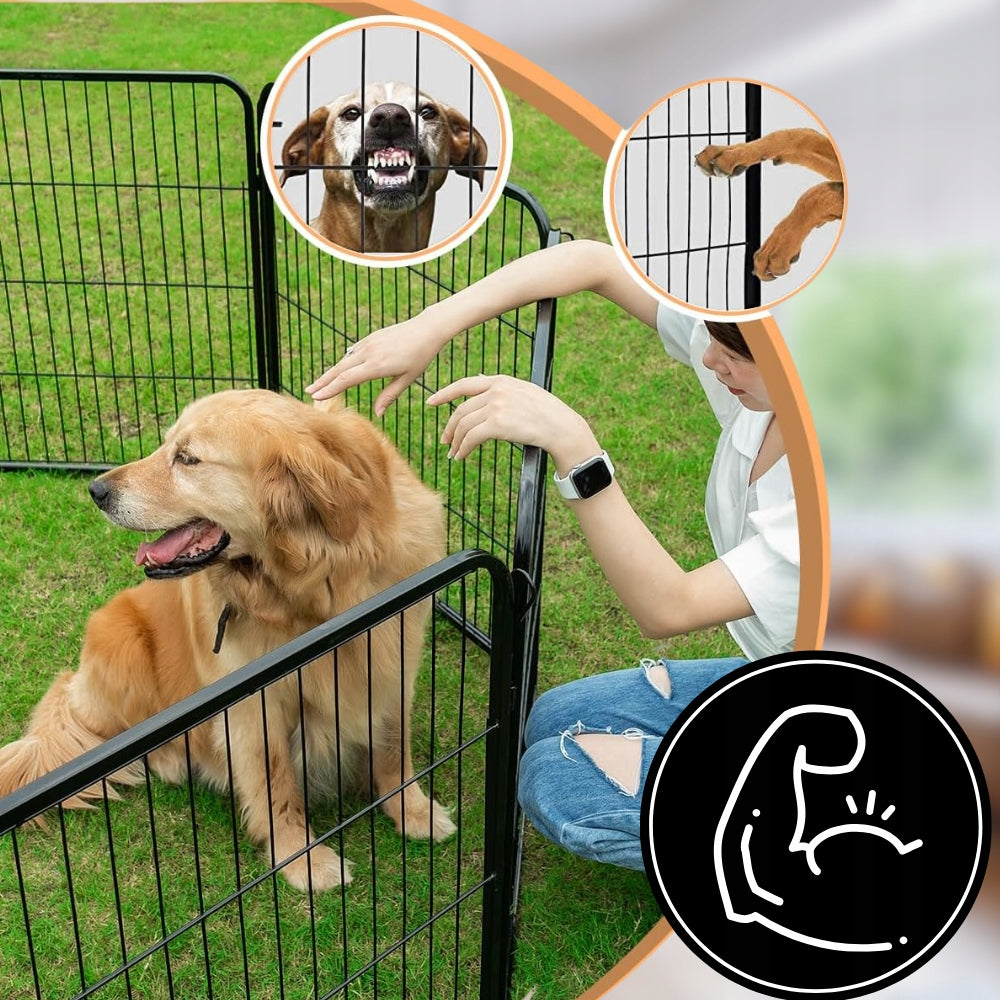 PLAYPEN DOG CAGE METAL RABBIT CATWALK MODULAR FARMHOUSE 8 PANELS 80cm Kind playpen