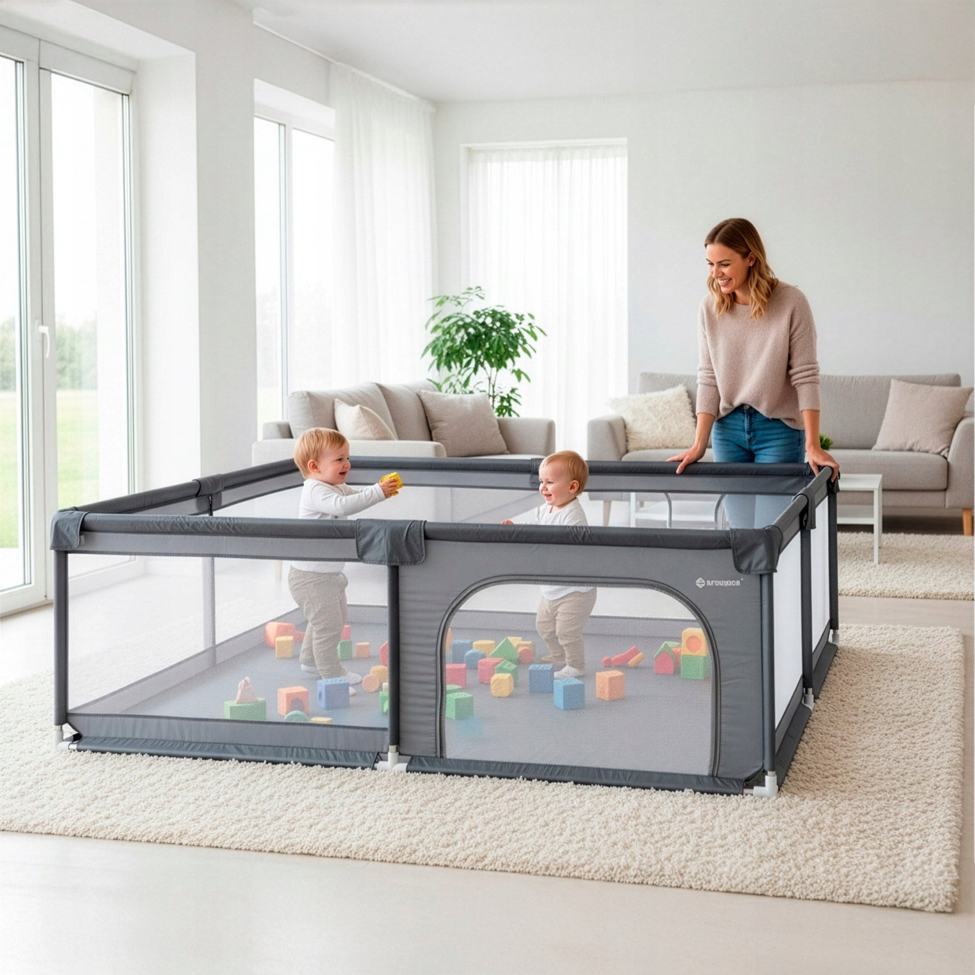 PLAYPEN FOR CHILDREN SQUARE TOYS DRY TOURIST POOL 200x180 cm Brand Springos