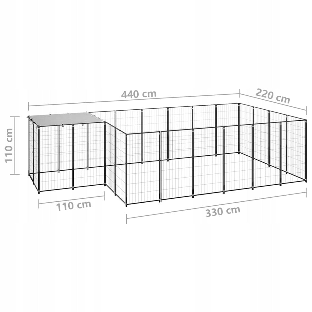 PLAYPEN FOR DOGS, BLACK, 8,47 M², STEEL Product width 220 cm
