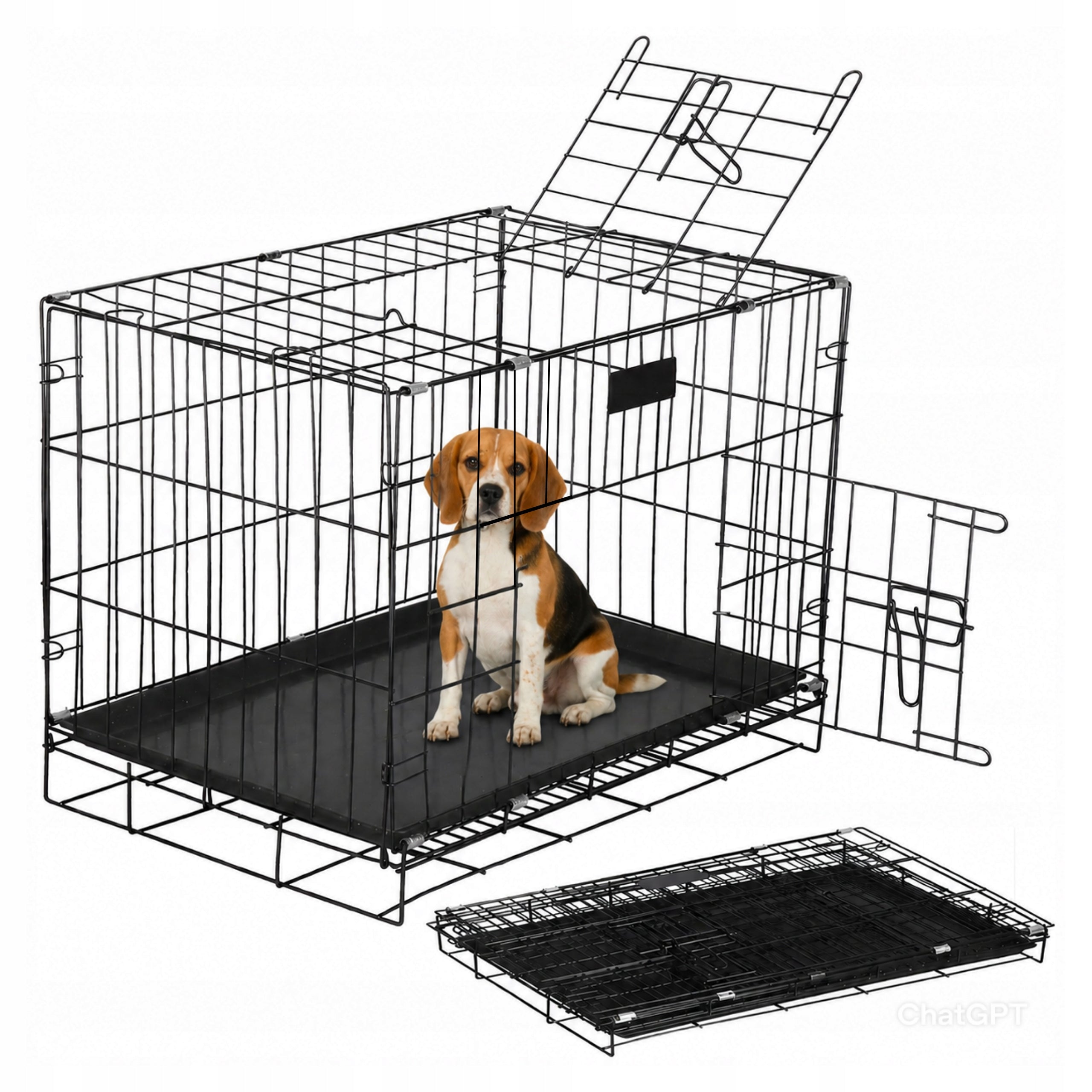 PLAYPEN KENNEL CAGE TRANSPORTER CAT ENCLOSURE FOR DOG ANIMALS BLACK 83CM