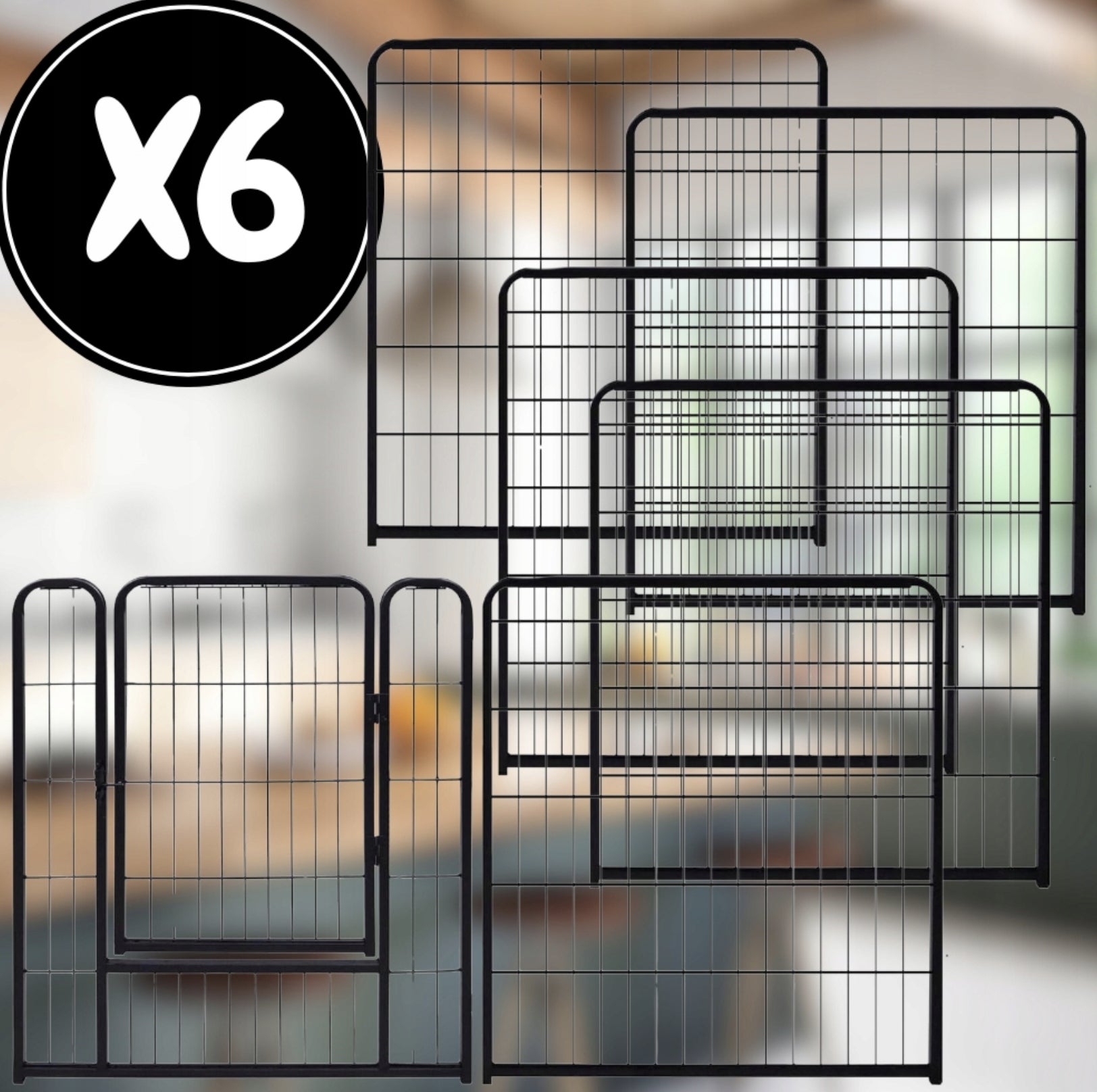 PLAYPEN METAL CATWALK FOR SMALL ANIMAL DOGS ADJUSTABLE 6 PCS. 108x54x80 Manufacturer code KOJEC KLATKA DLA PSA Z METALU 6 PANELI 80cm