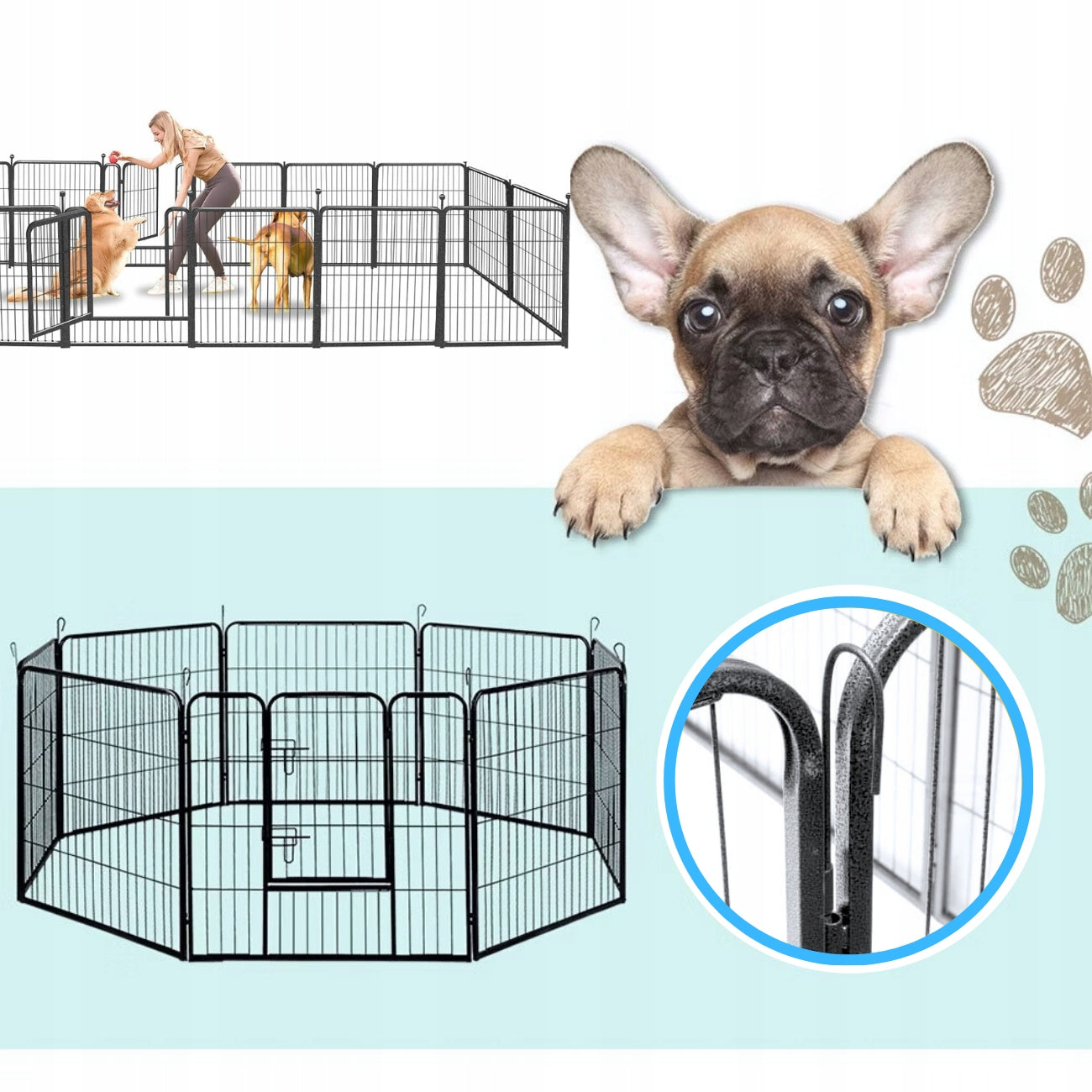 PLAYPEN XXL Modular Farmhouse 80 H. Dog Catwalk Breeding CAGE Metal Length 640 cm