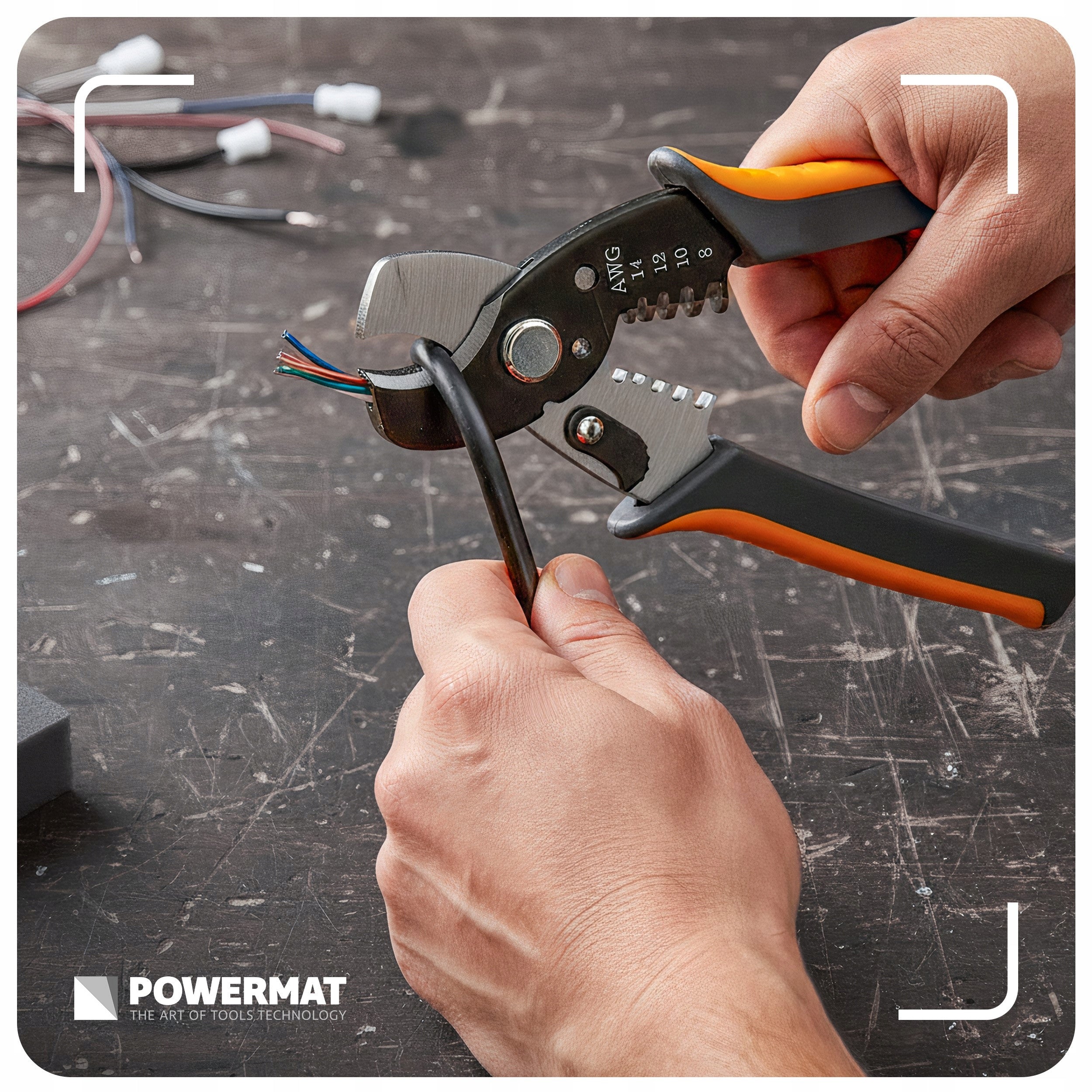 PLIERS FOR CUTTING AND STRIPPING INSULATION FROM WIRES 170 MM 8-14 AWG 8,4MM² Brand Powermat
