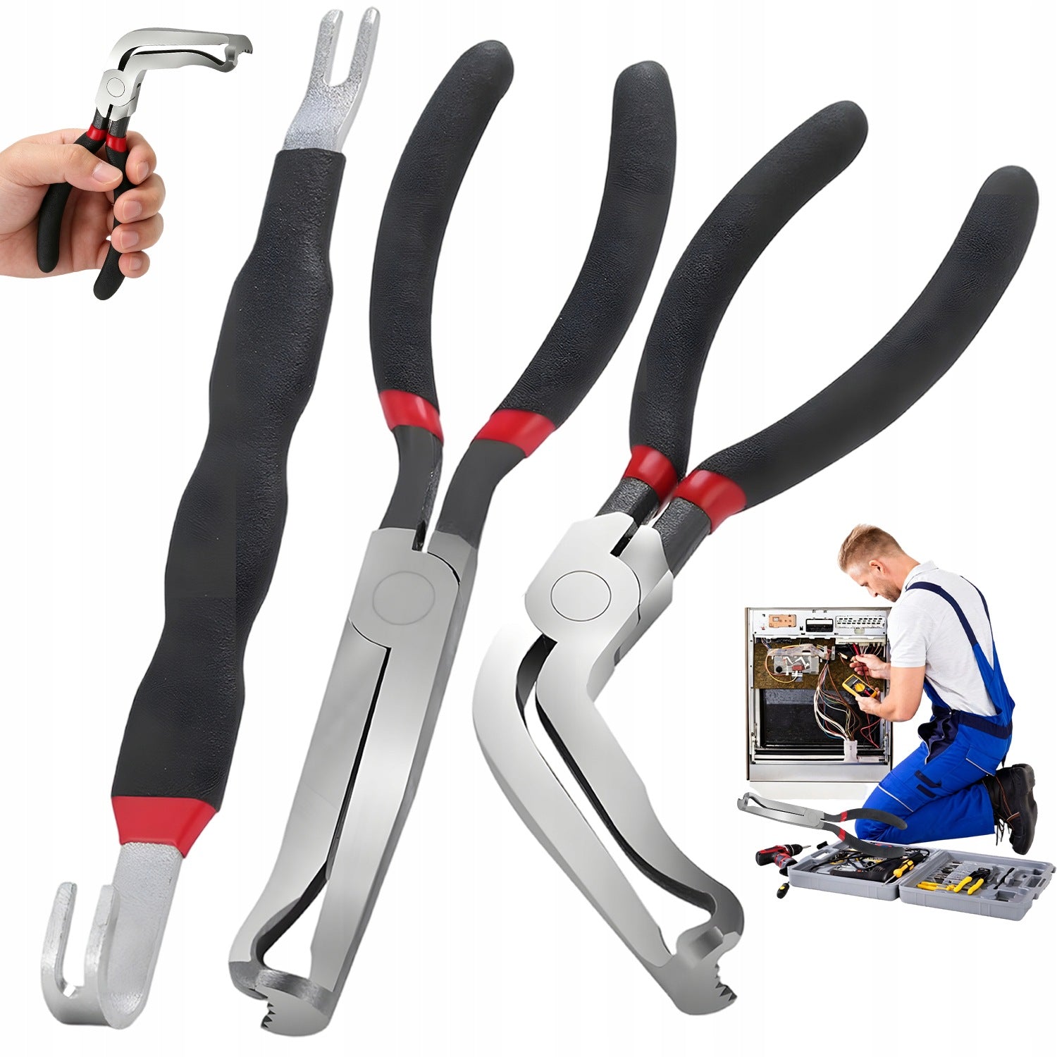 PLIERS FOR DISCONNECTING ELECTRICAL CONNECTORS IN CARS