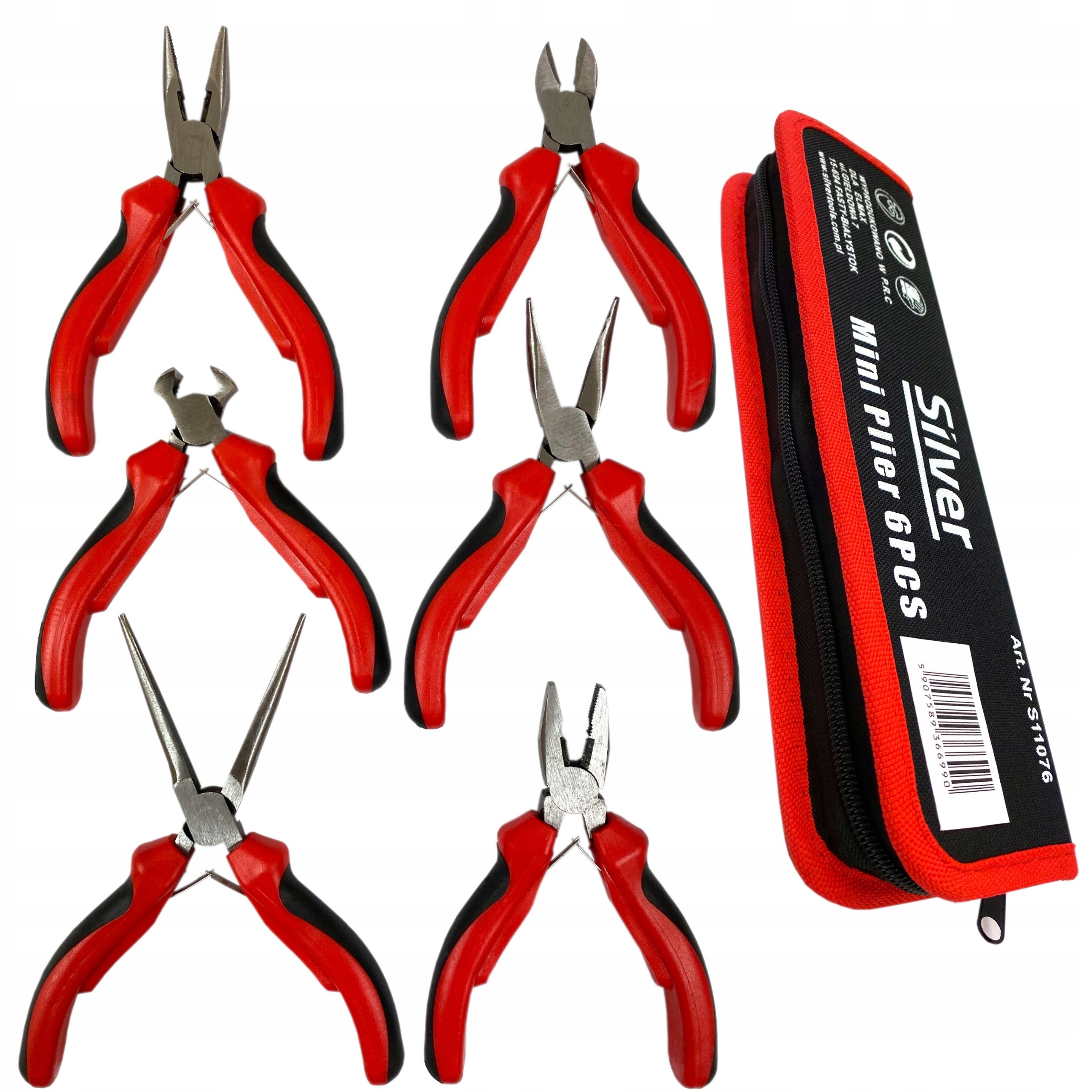 PLIERS MINI SET OF PRECISION PLIERS 6 PIECES + CASE Length 125 mm