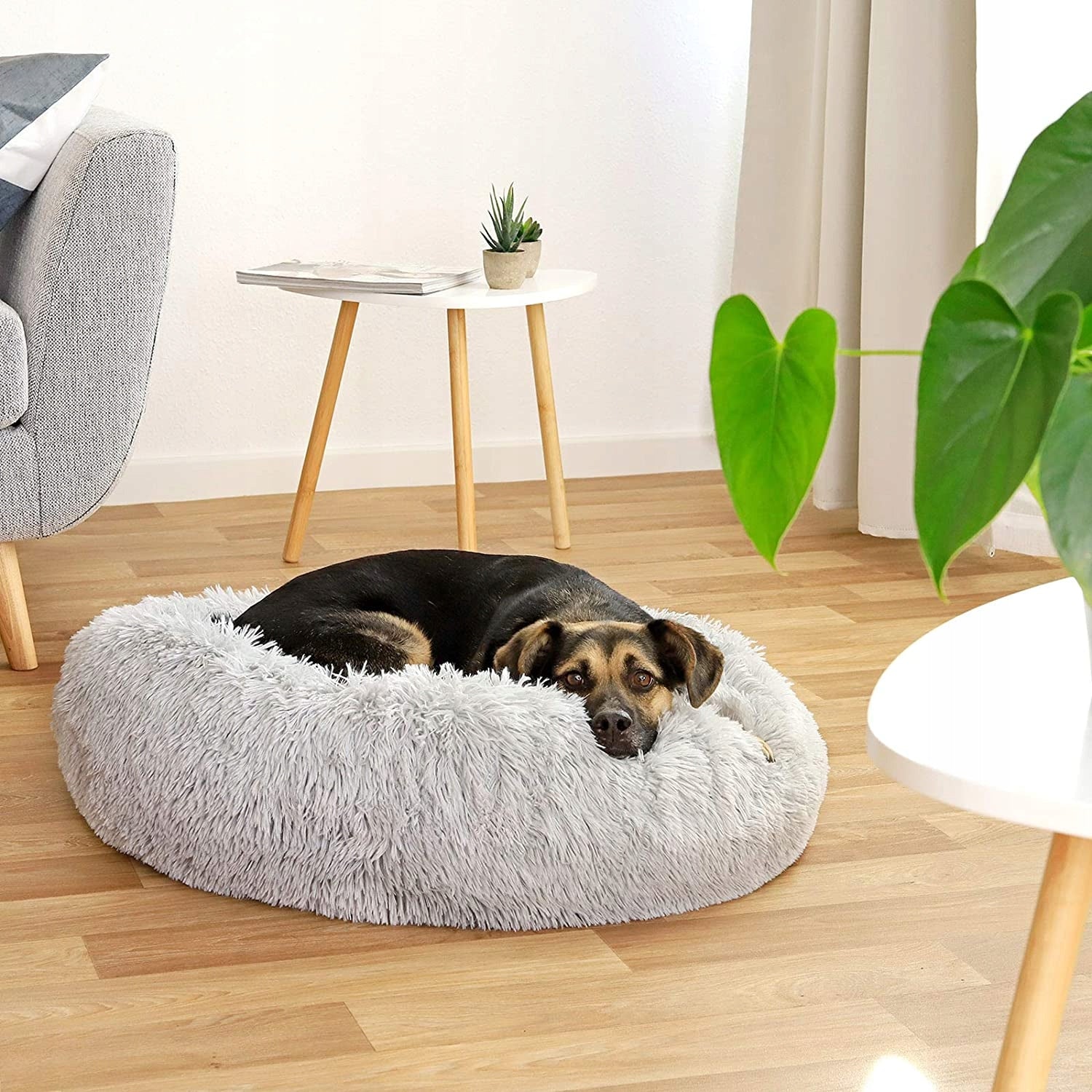 PLUSH BED FOR CAT DOG Bedding Playpen PILLOW round 80cm Color silver