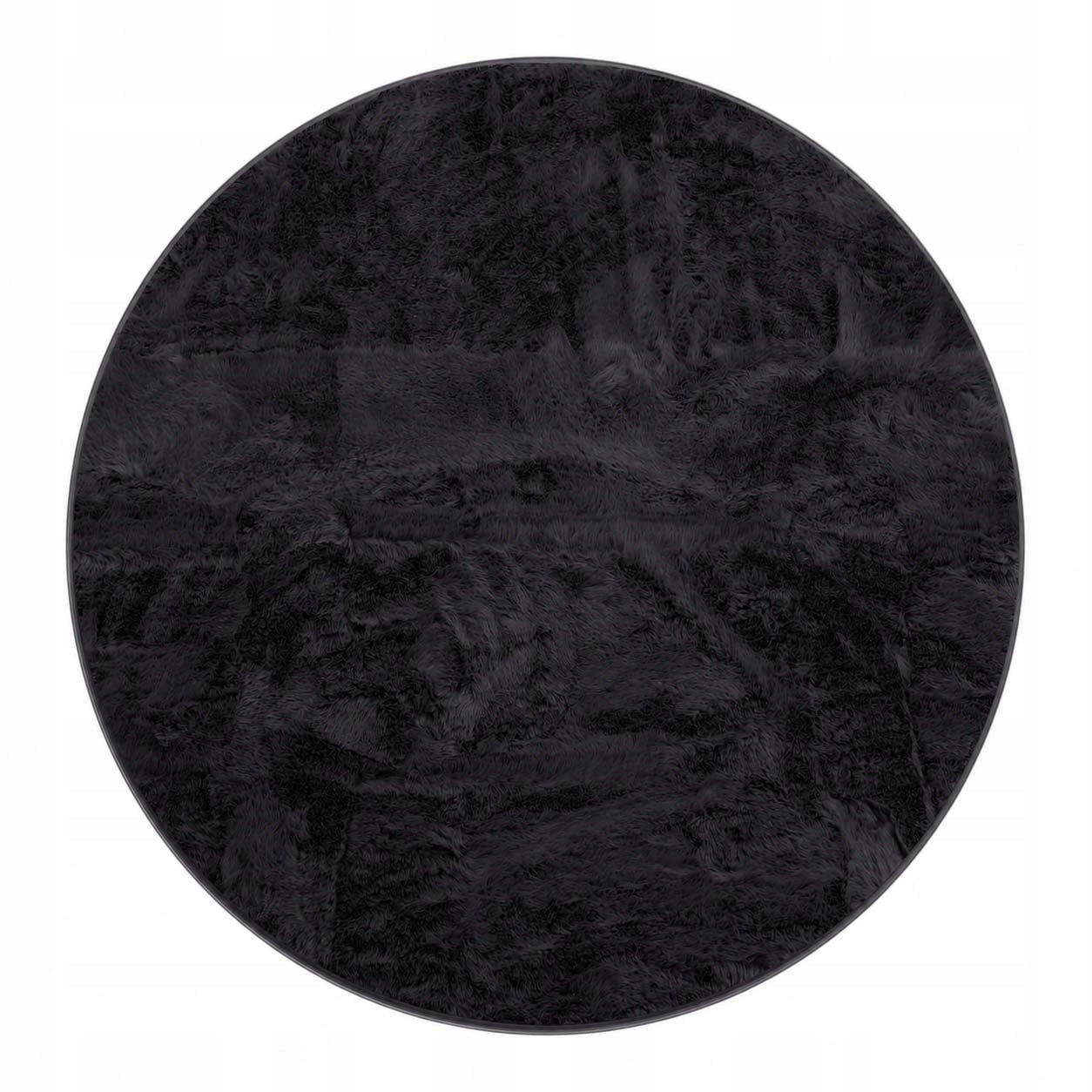 PLUSH CARPET RABBIT FUR SOFT VELVET RABBIT BLACK ROUND 100 cm Manufacturer code dywan Rabbit Bella New