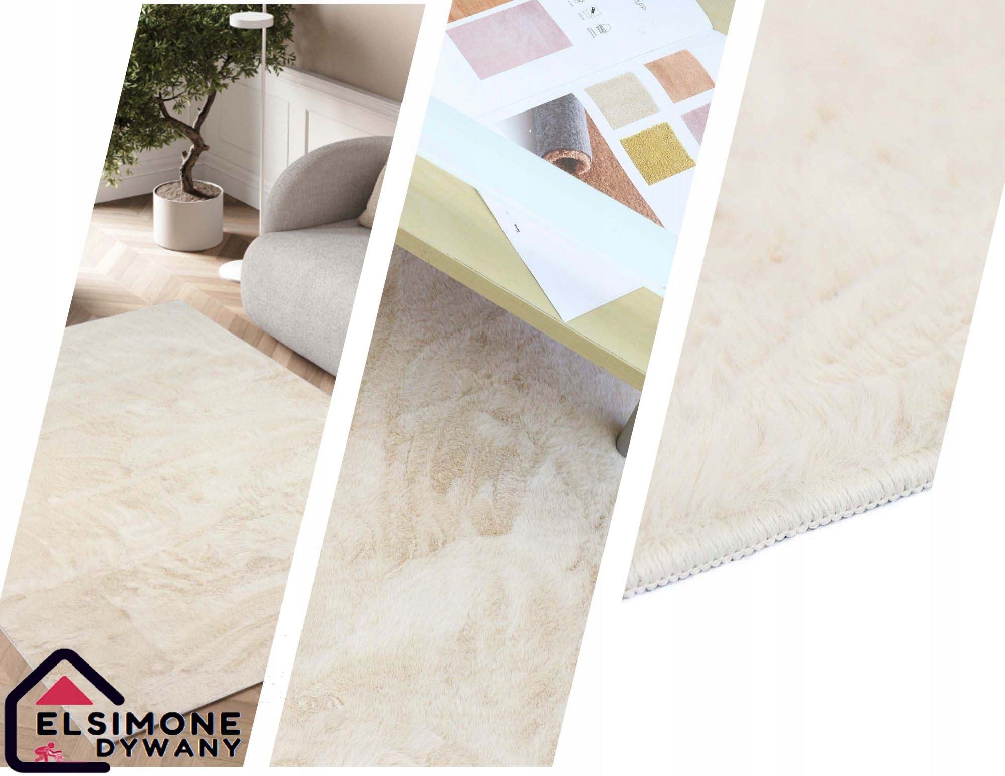 PLUSH CARPET RABBIT FUR SOFT VELVET RABBIT CREAM 120X160cm Length 160 cm