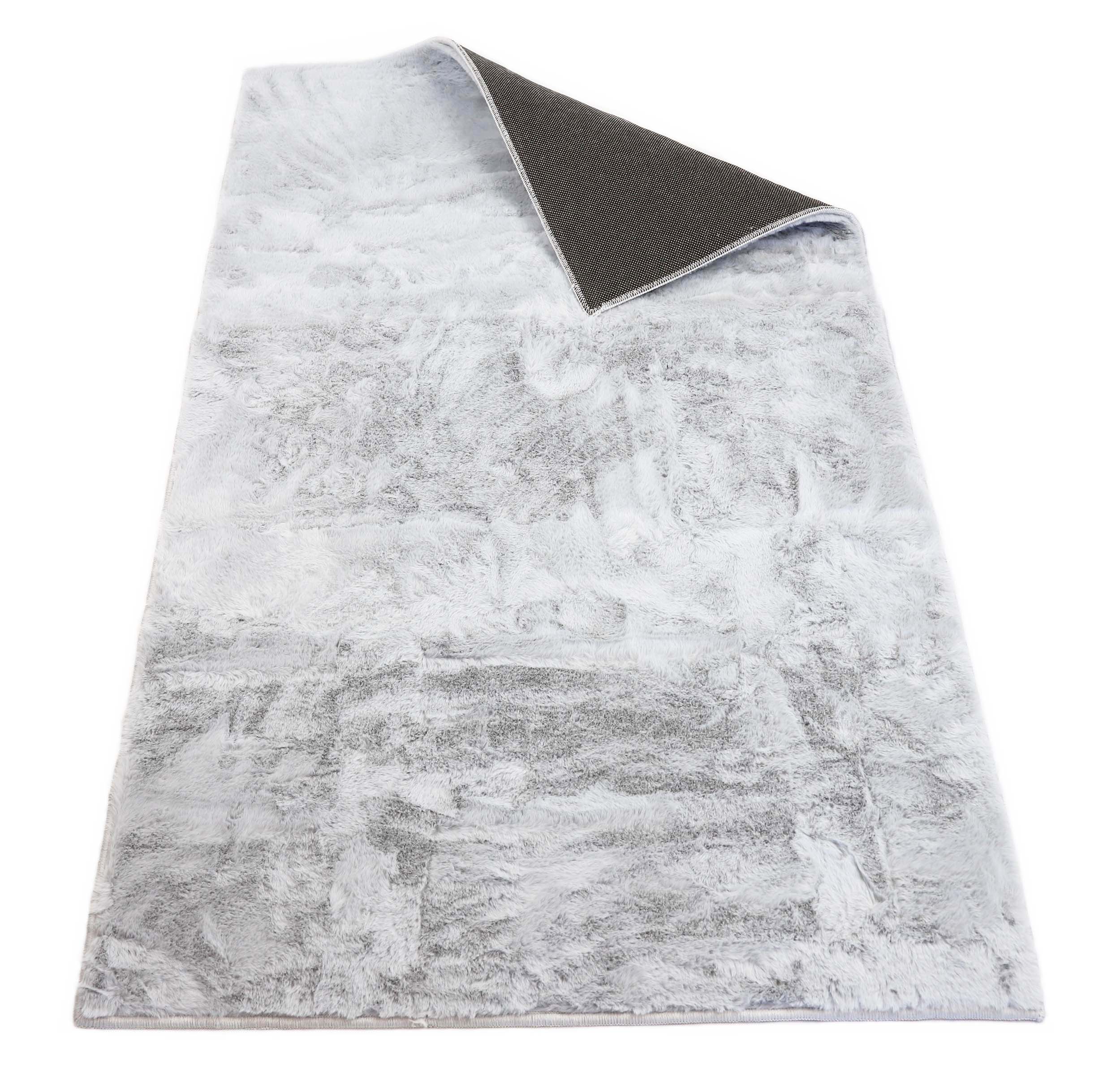 PLUSH CARPET RABBIT FUR SOFT VELVET RABBIT SILVER 140X200 cm Length 200 cm