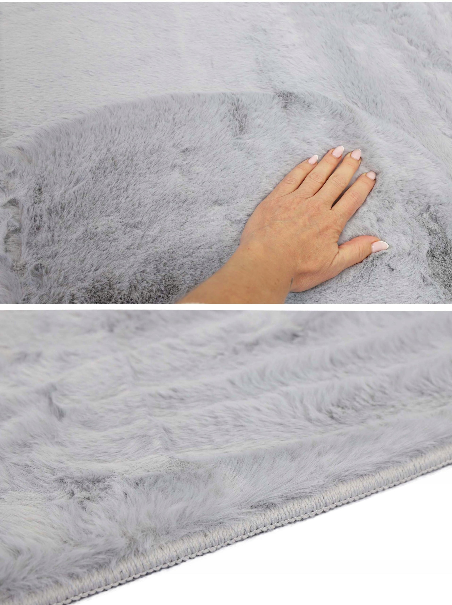 PLUSH CARPET RABBIT FUR SOFT VELVET RABBIT SILVER 140X200 cm Thickness 25 mm