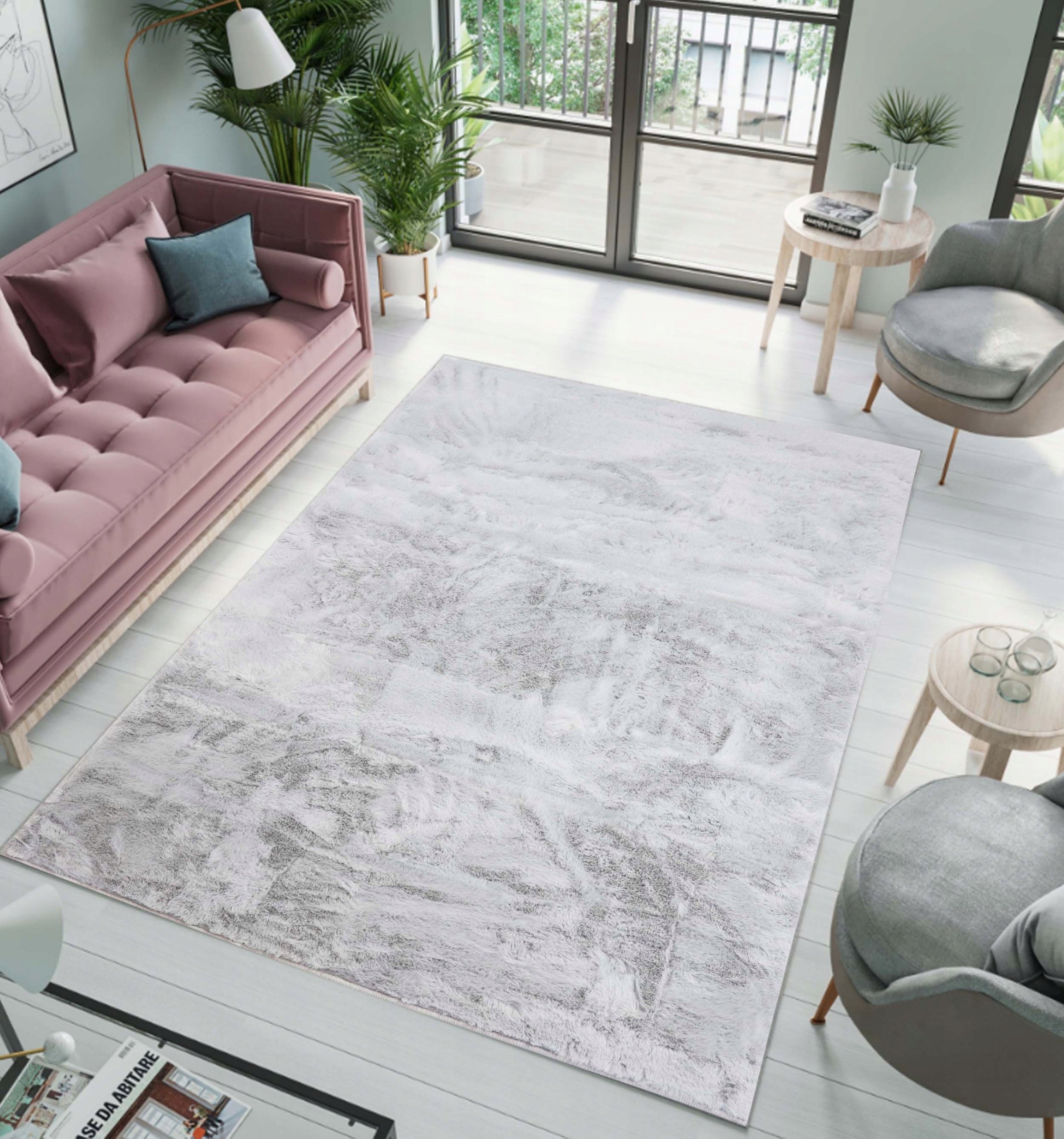 PLUSH CARPET RABBIT FUR SOFT VELVET RABBIT SILVER 200X290cm Manufacturer code dywan Rabbit Bella New