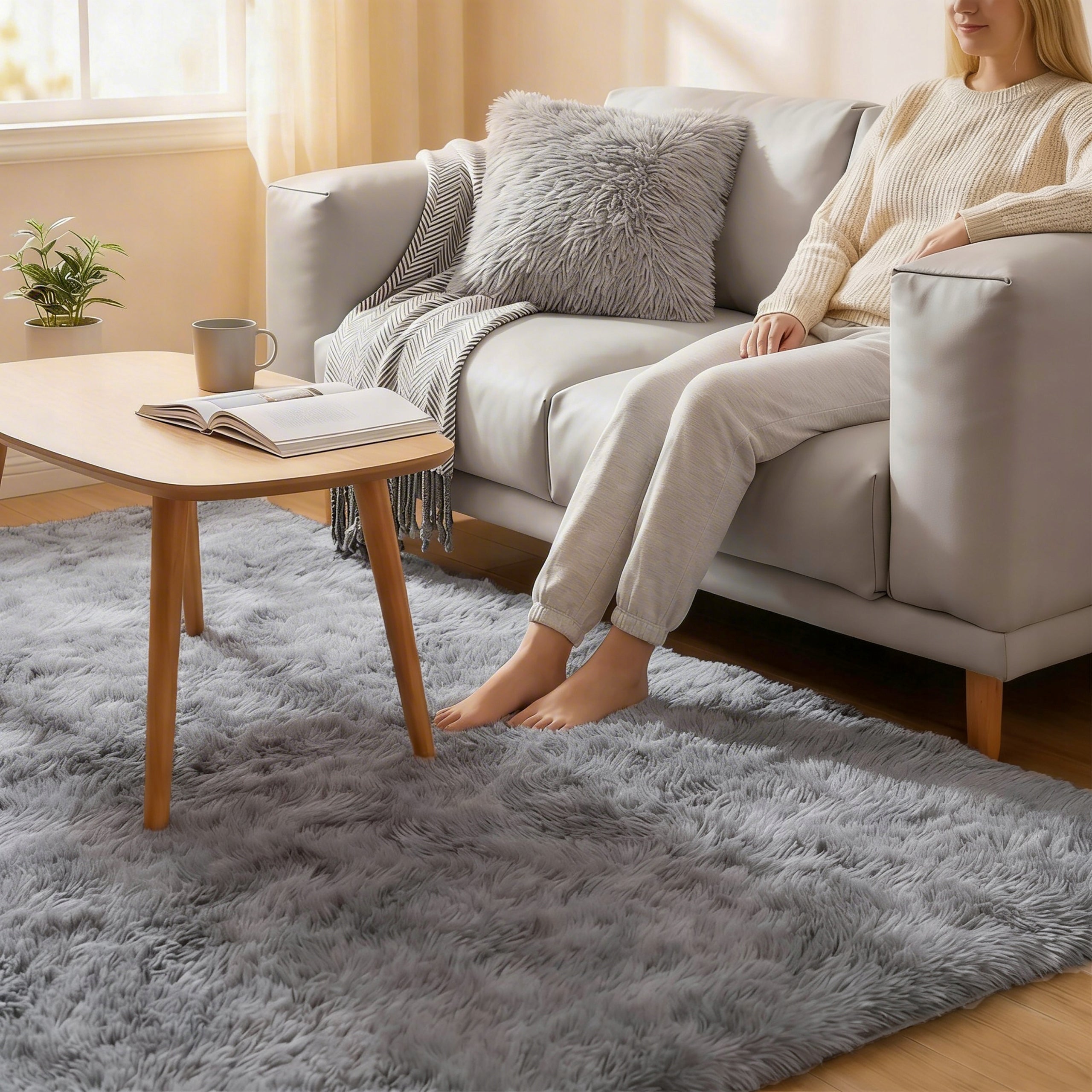 PLUSH CARPET SHAGGY 120x170 CM FLUFFY SOFT FOR LIVING ROOM ECO FUR GREY Manufacturer code 38398