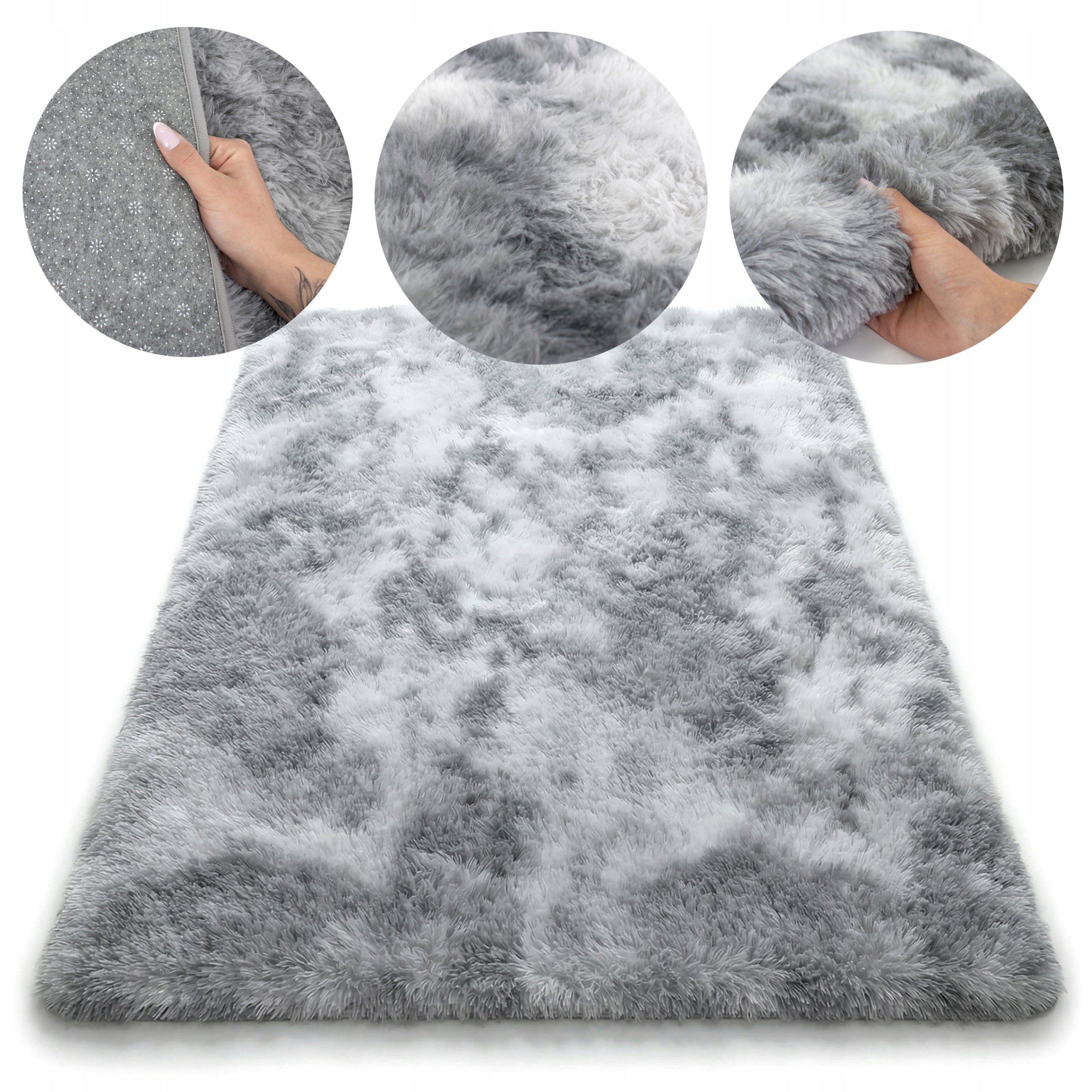 PLUSH CARPET SHAGGY 160x230 CM FLUFFY SOFT FOR LIVING ROOM ECO FUR GREY