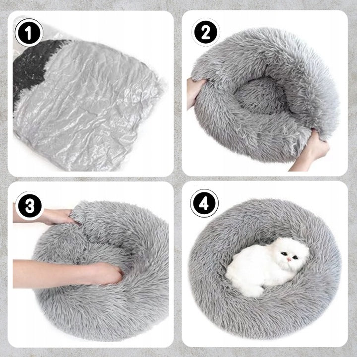 PLUSH CAT DOG BED PLAYPEN PLUSH PILLOW SOFT GREY 60CM Kind bed
