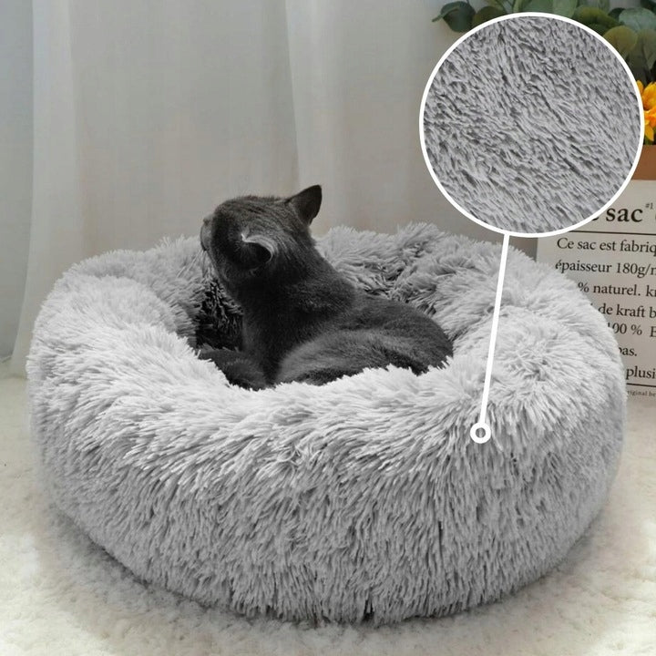 PLUSH CAT DOG BED PLAYPEN PLUSH PILLOW SOFT GREY 60CM Length 60 cm